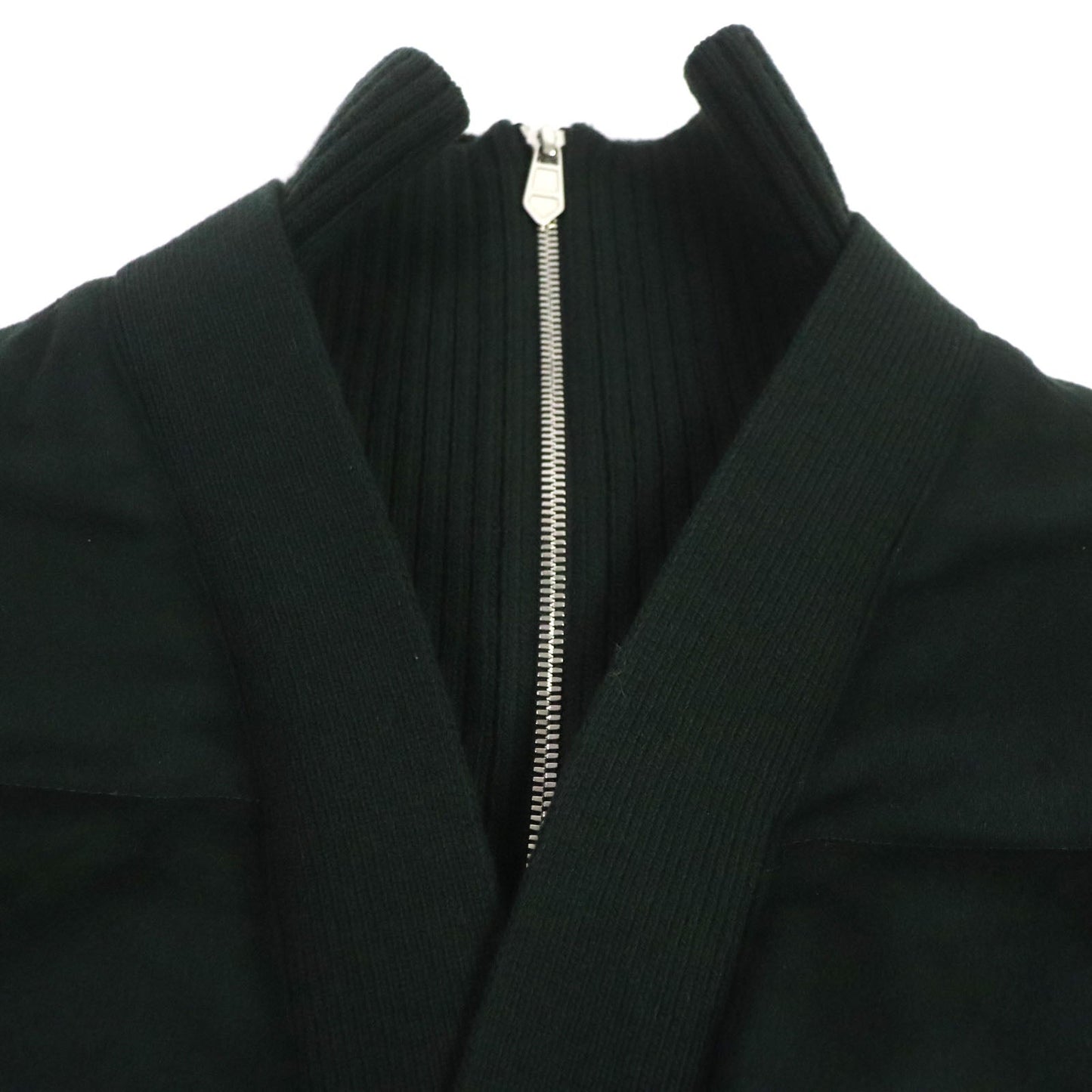 HERMES Down jacket Main: 100% cashmere, Lining: 100% cupra, Filling: 90% down, Filling: 10% feather, Knitted part: 66% wool, 28% cashmere, 5% nylon, 1% polyurethane green mens 46
