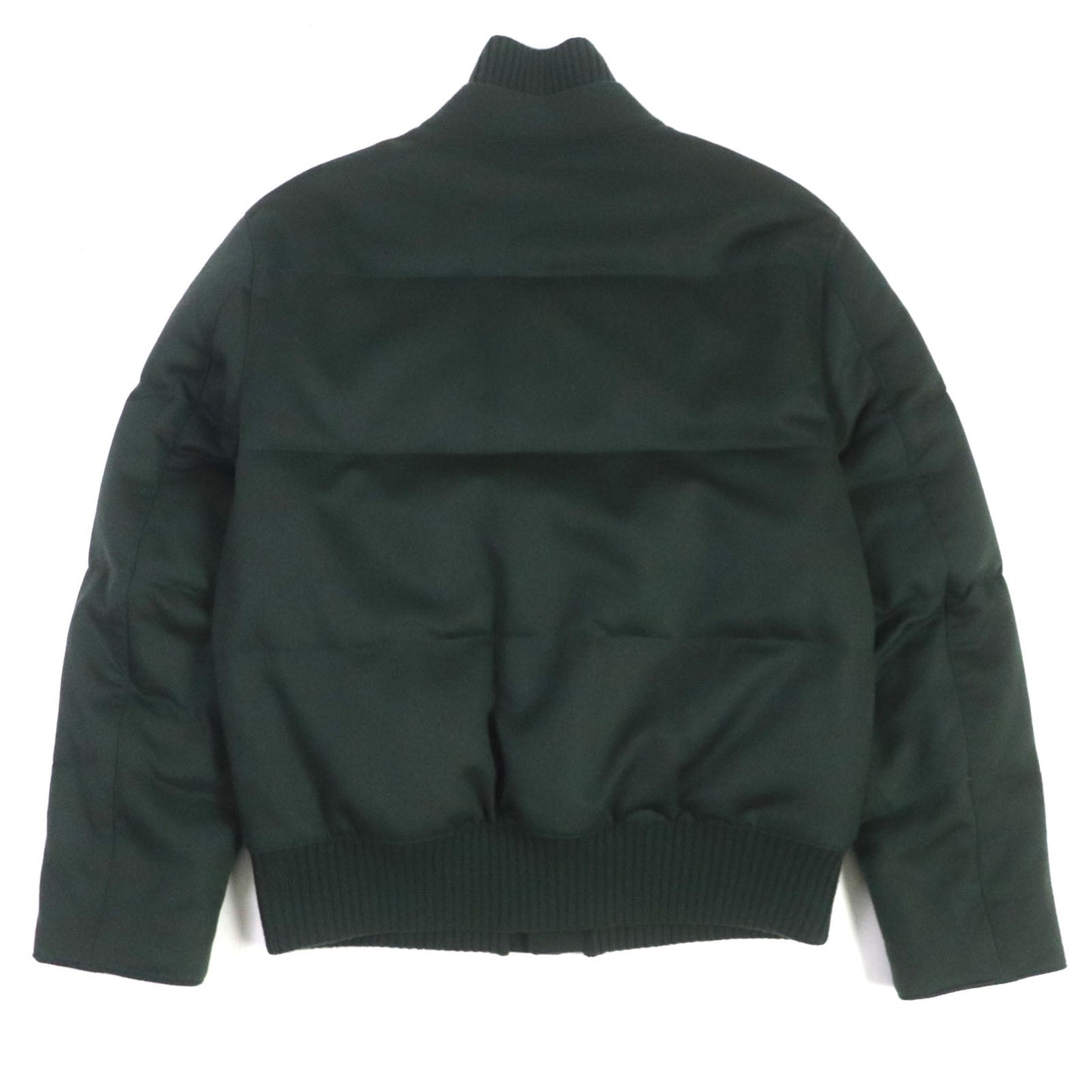 HERMES Down jacket Main: 100% cashmere, Lining: 100% cupra, Filling: 90% down, Filling: 10% feather, Knitted part: 66% wool, 28% cashmere, 5% nylon, 1% polyurethane green mens 46