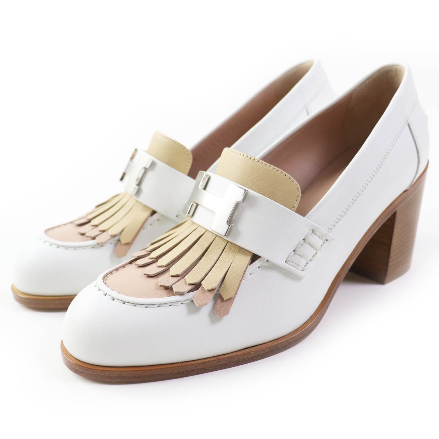 HERMES pumps Main: Leather White beige Constance Elysee 70 Women 35 1/2