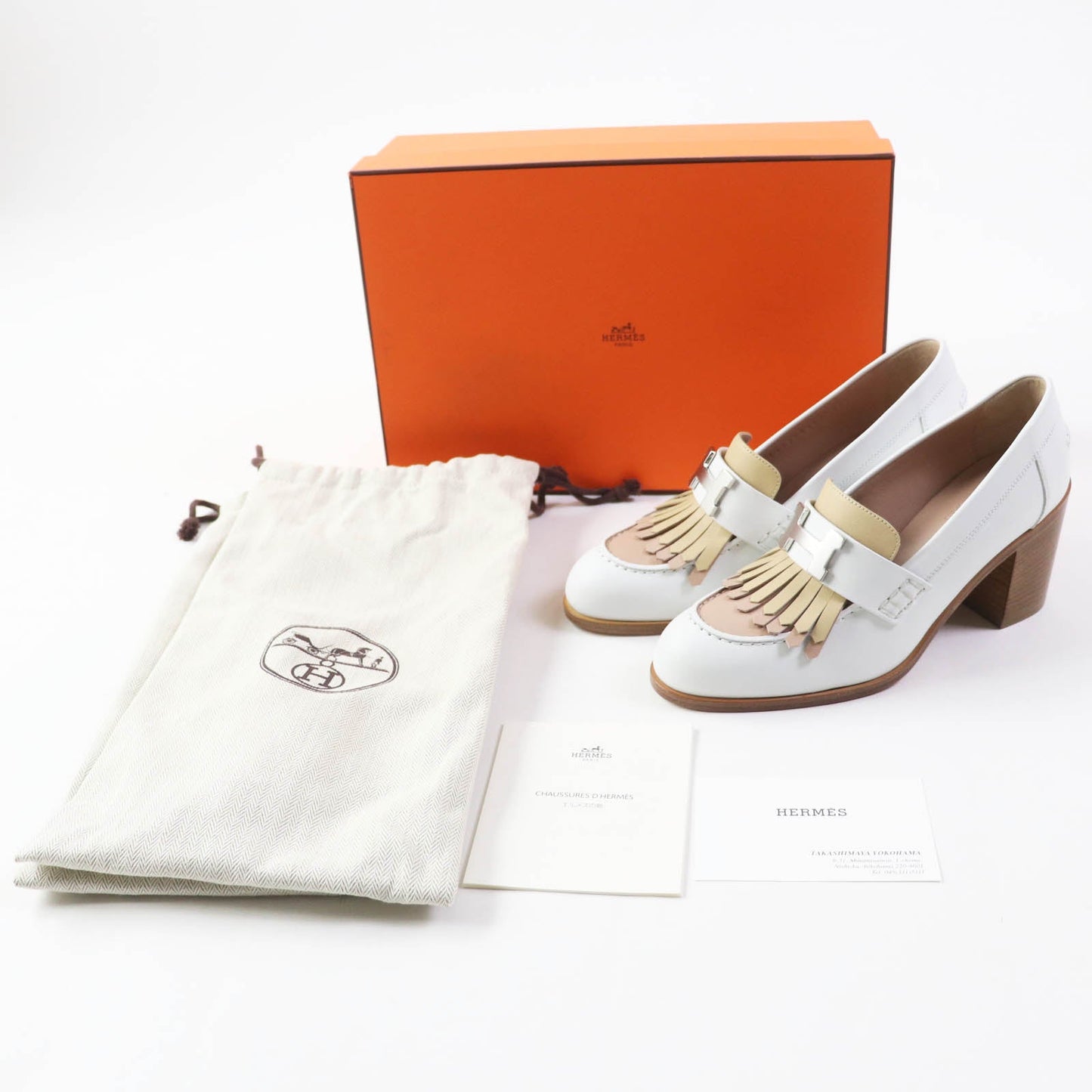 HERMES pumps Main: Leather White beige Constance Elysee 70 Women 35 1/2