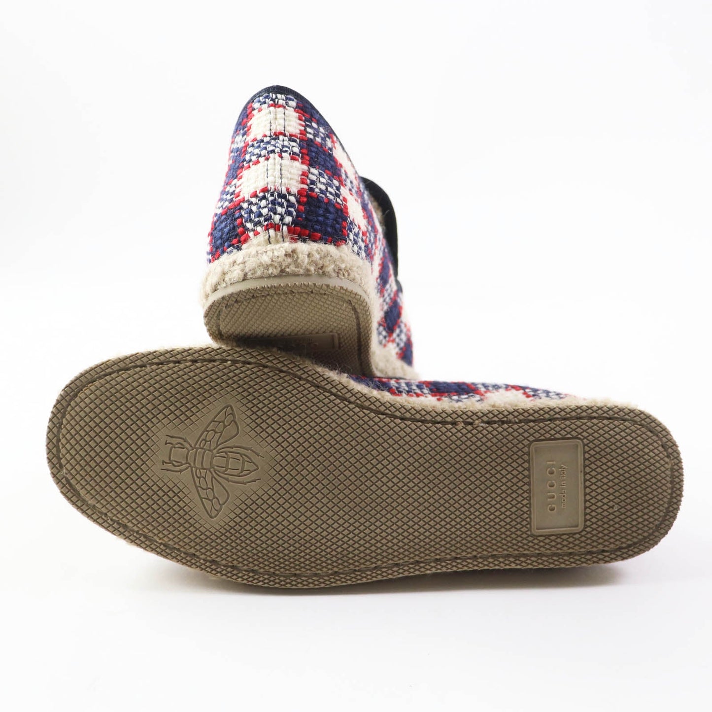 GUCCI loafers Main: , Main: Tweed Inner: Boa Navy red white Women 36 1/2