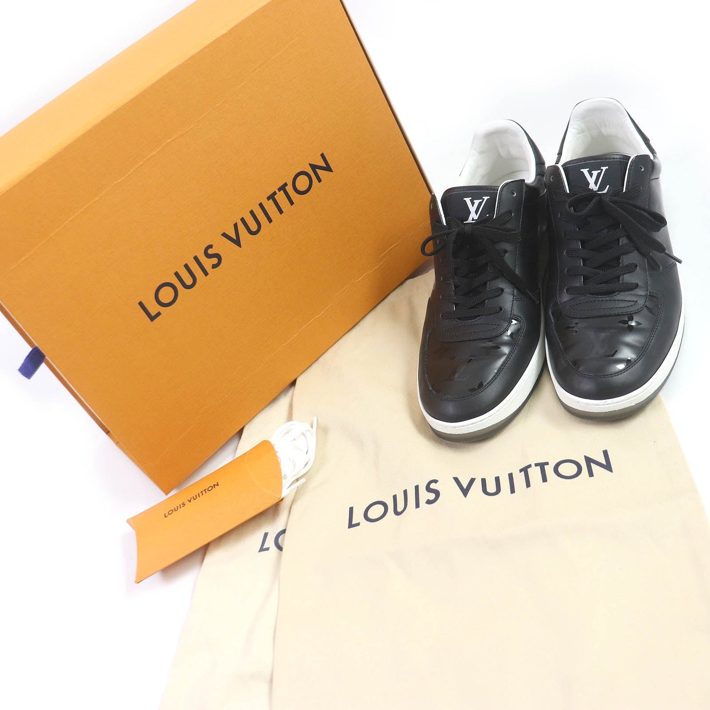 LOUIS VUITTON Low cut sneakers Main: Leather black LV Rivoli Line mens 41