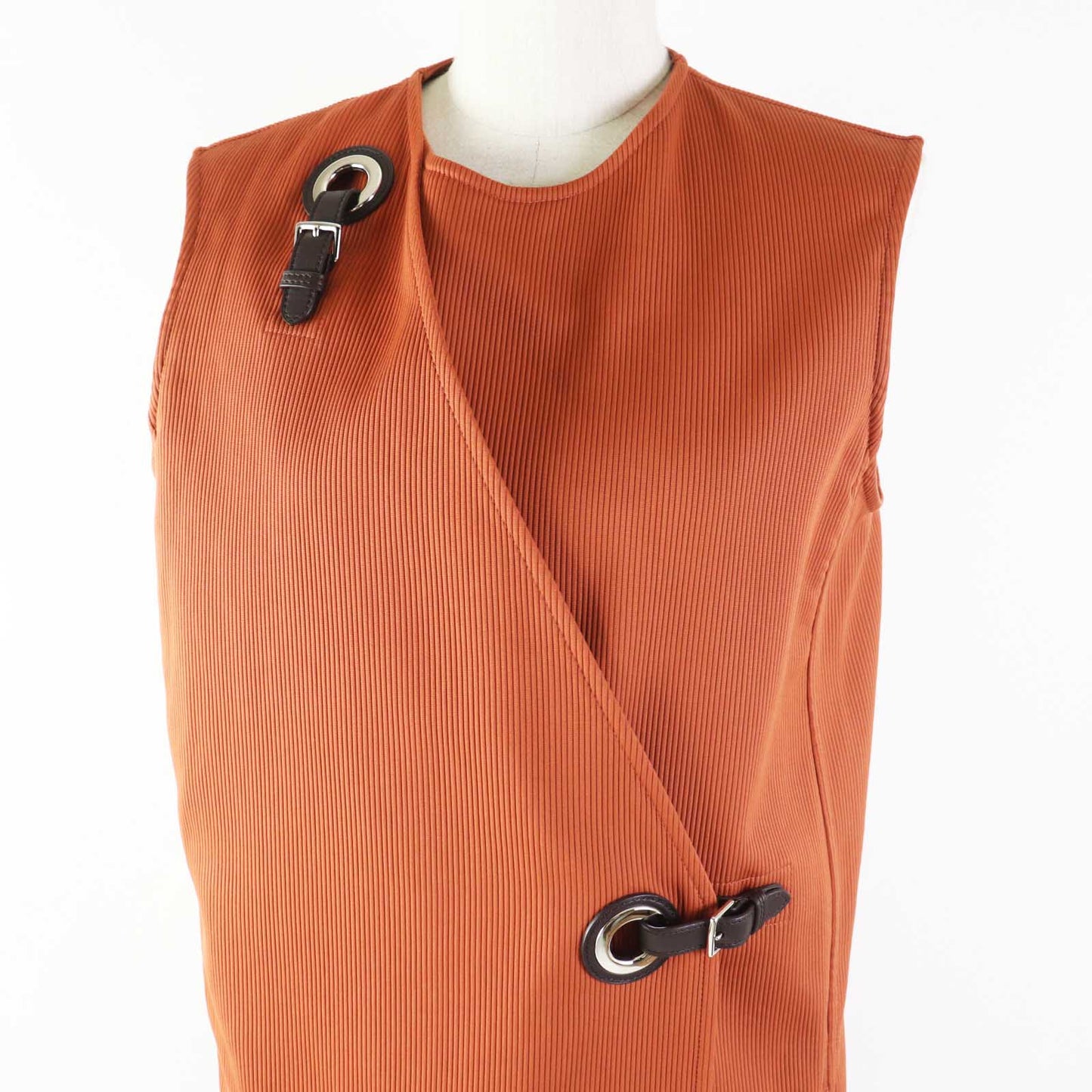 HERMES one piece 2E0527D6 Outer: 100% cotton, Lining: 100% cotton, Leather part: sheepskin terracotta Women 38
