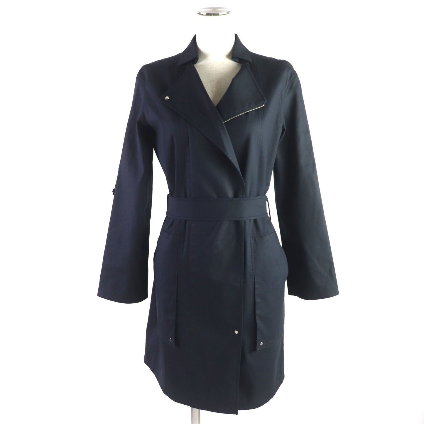 HERMES coat Outer: 97% cotton, Outer: 3% silk, Lining: 100% cotton Navy Women 34