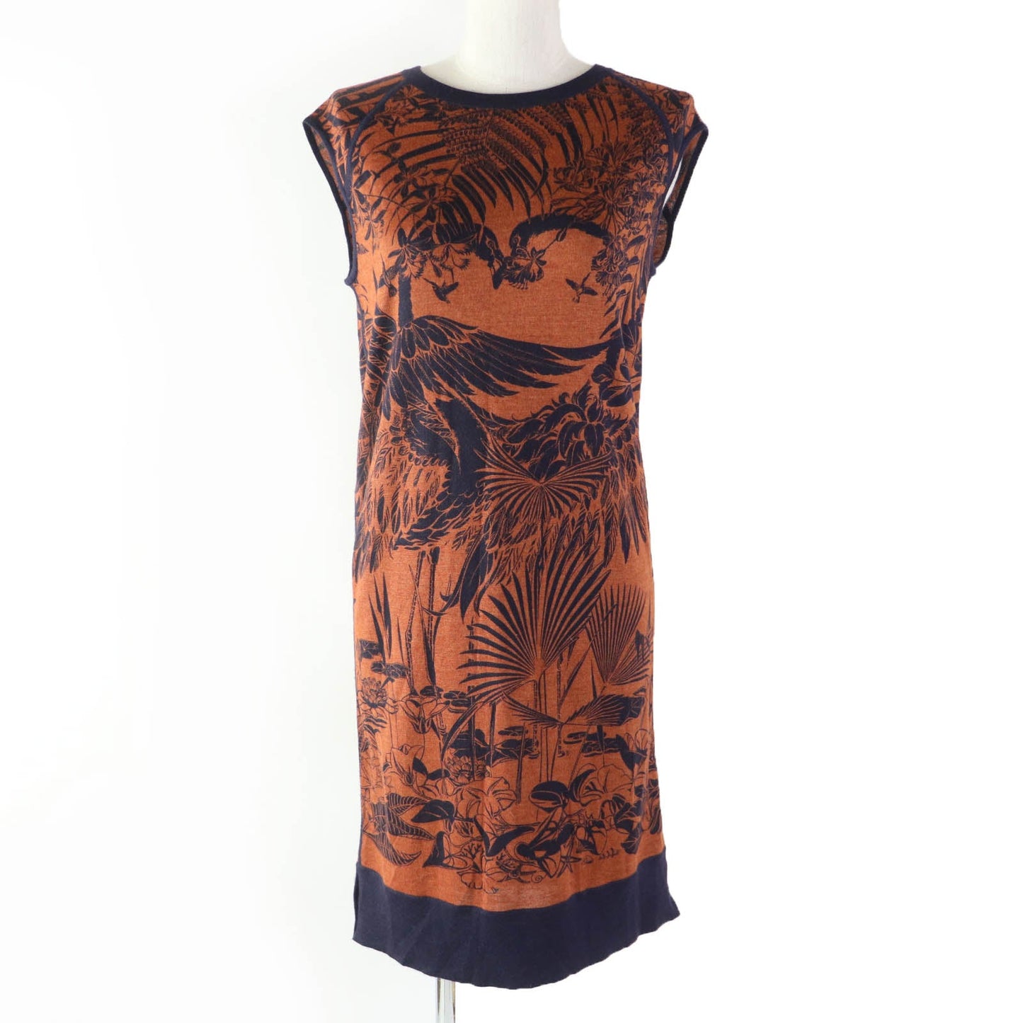 HERMES one piece Main: 50% cashmere, Main: 50% silk Brown navy FLAMINGO PARTY Flamingo Party Women 34