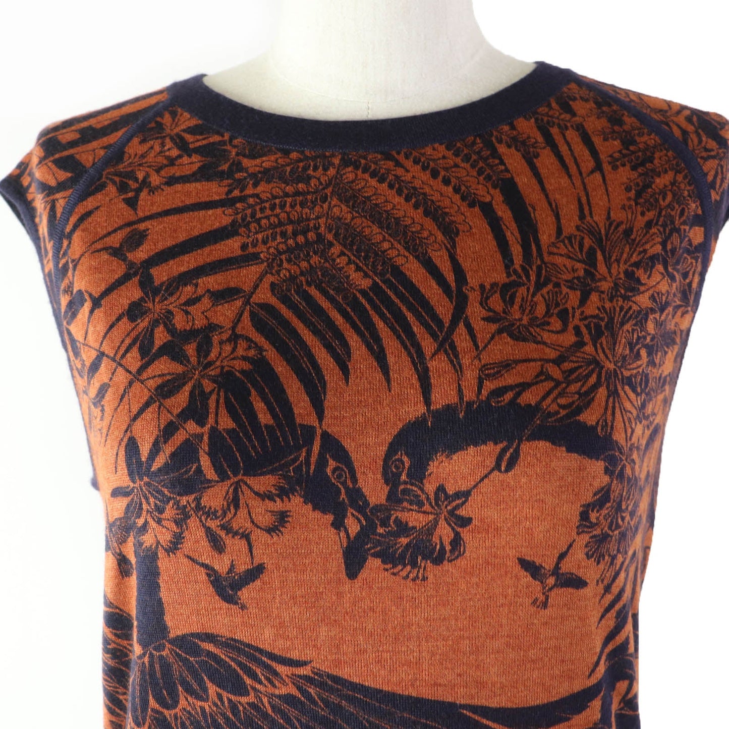 HERMES one piece Main: 50% cashmere, Main: 50% silk Brown navy FLAMINGO PARTY Flamingo Party Women 34
