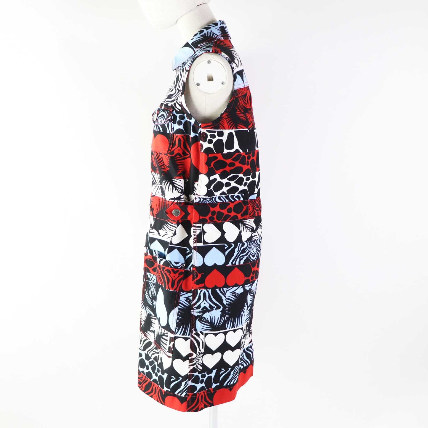 HERMES one piece 3E0551D1 Outer: 98% cotton, Outer: 2% polyurethane, Lining: 64% cotton, Lining: 33% rayon, Lining: 3% polyurethane, Leather part: cowhide Multi Wild Print Denim Women 36