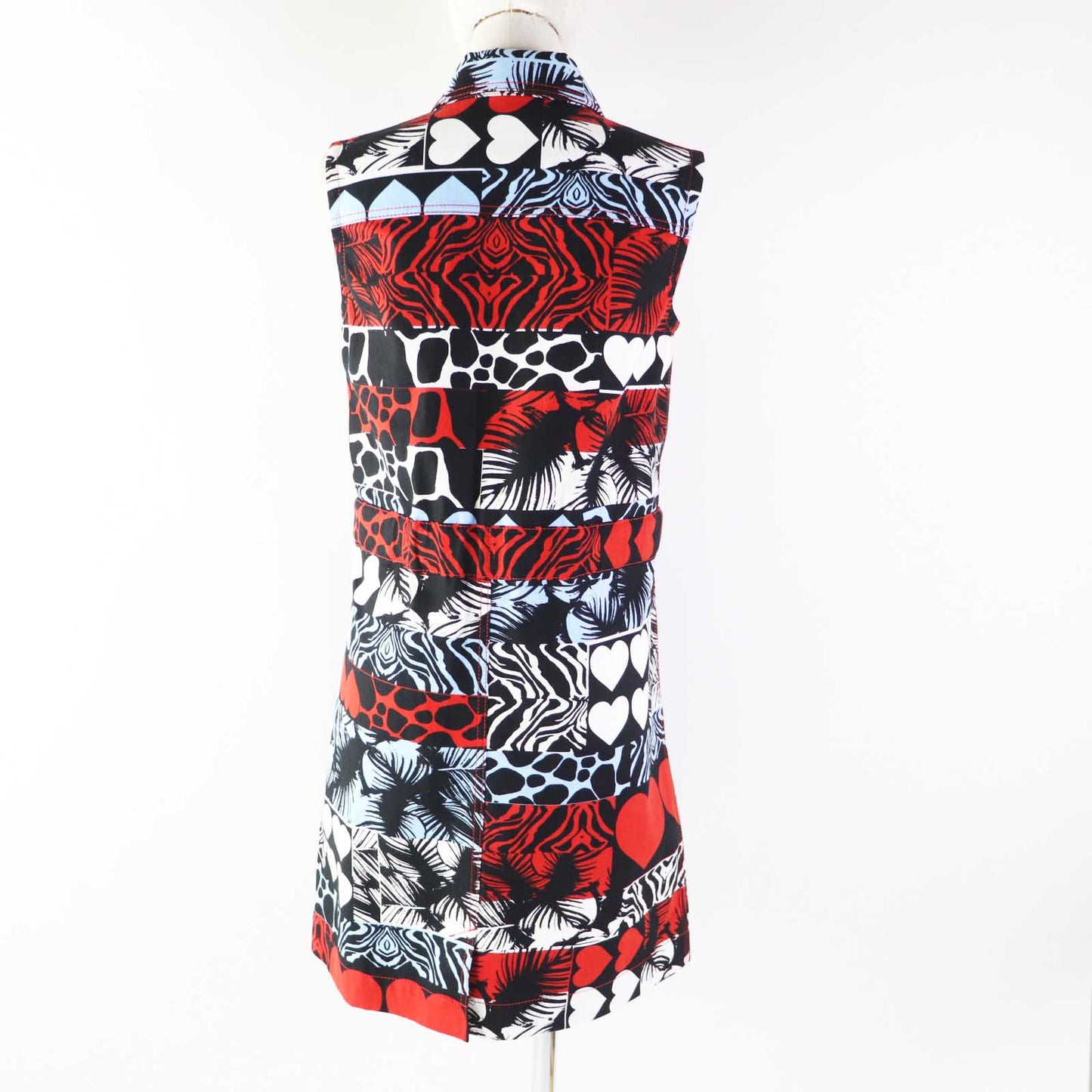 HERMES one piece 3E0551D1 Outer: 98% cotton, Outer: 2% polyurethane, Lining: 64% cotton, Lining: 33% rayon, Lining: 3% polyurethane, Leather part: cowhide Multi Wild Print Denim Women 36