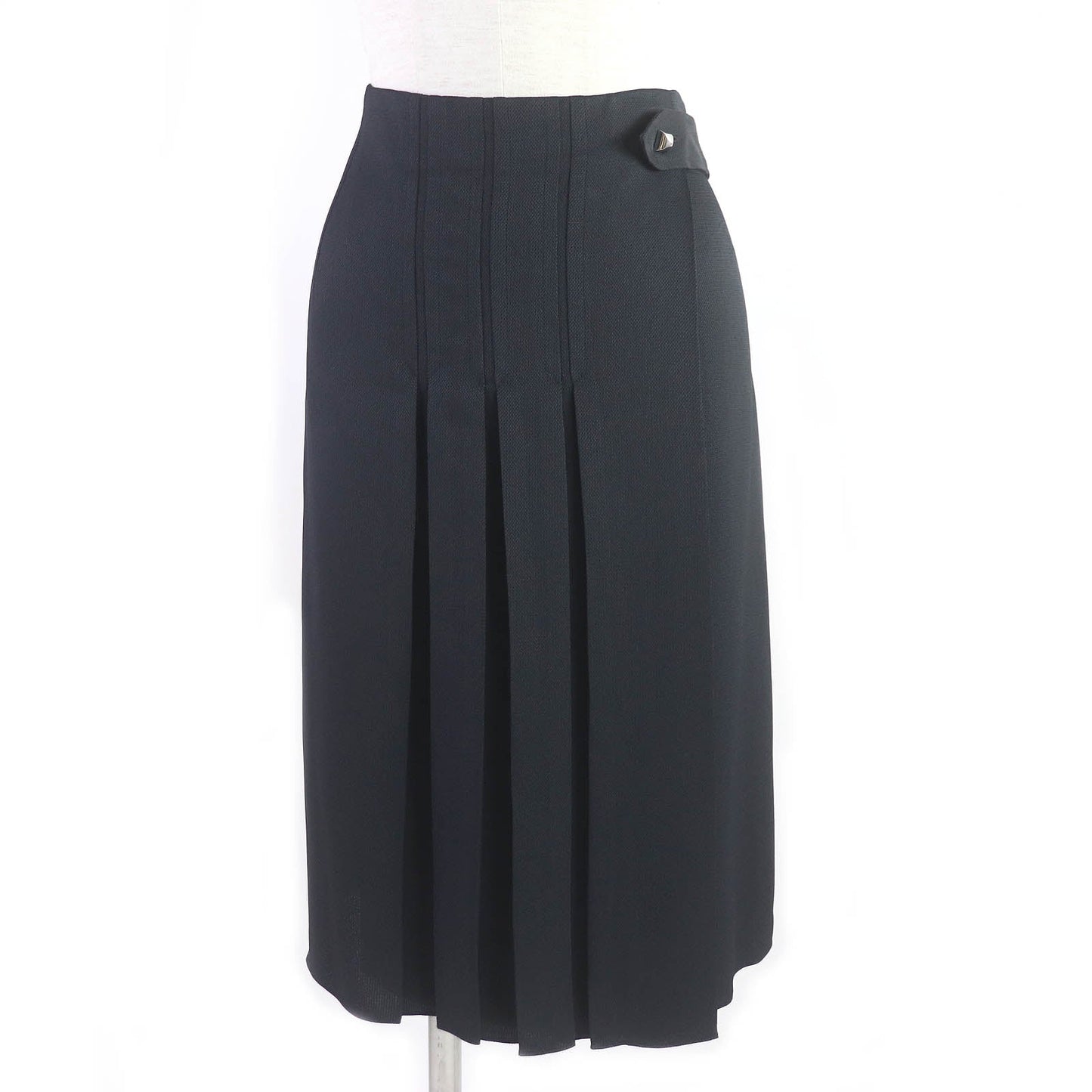 HERMES Wrap skirt Outer: 57% rayon, Outer: 43% silk, Lining: 65% rayon, Lining: 35% silk, Piping: 75% rayon, 25% silk Dark navy Women 40