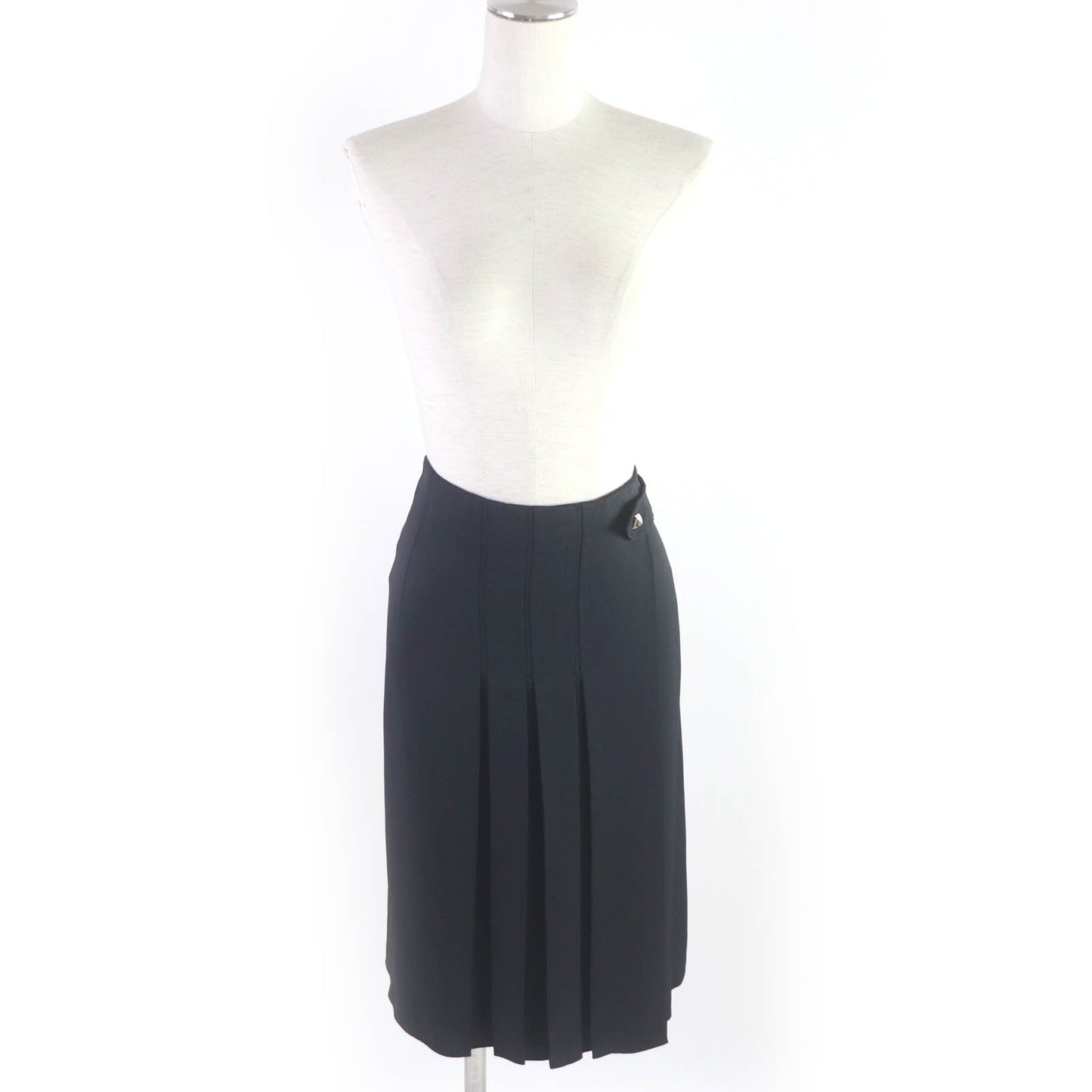 HERMES Wrap skirt Outer: 57% rayon, Outer: 43% silk, Lining: 65% rayon, Lining: 35% silk, Piping: 75% rayon, 25% silk Dark navy Women 40
