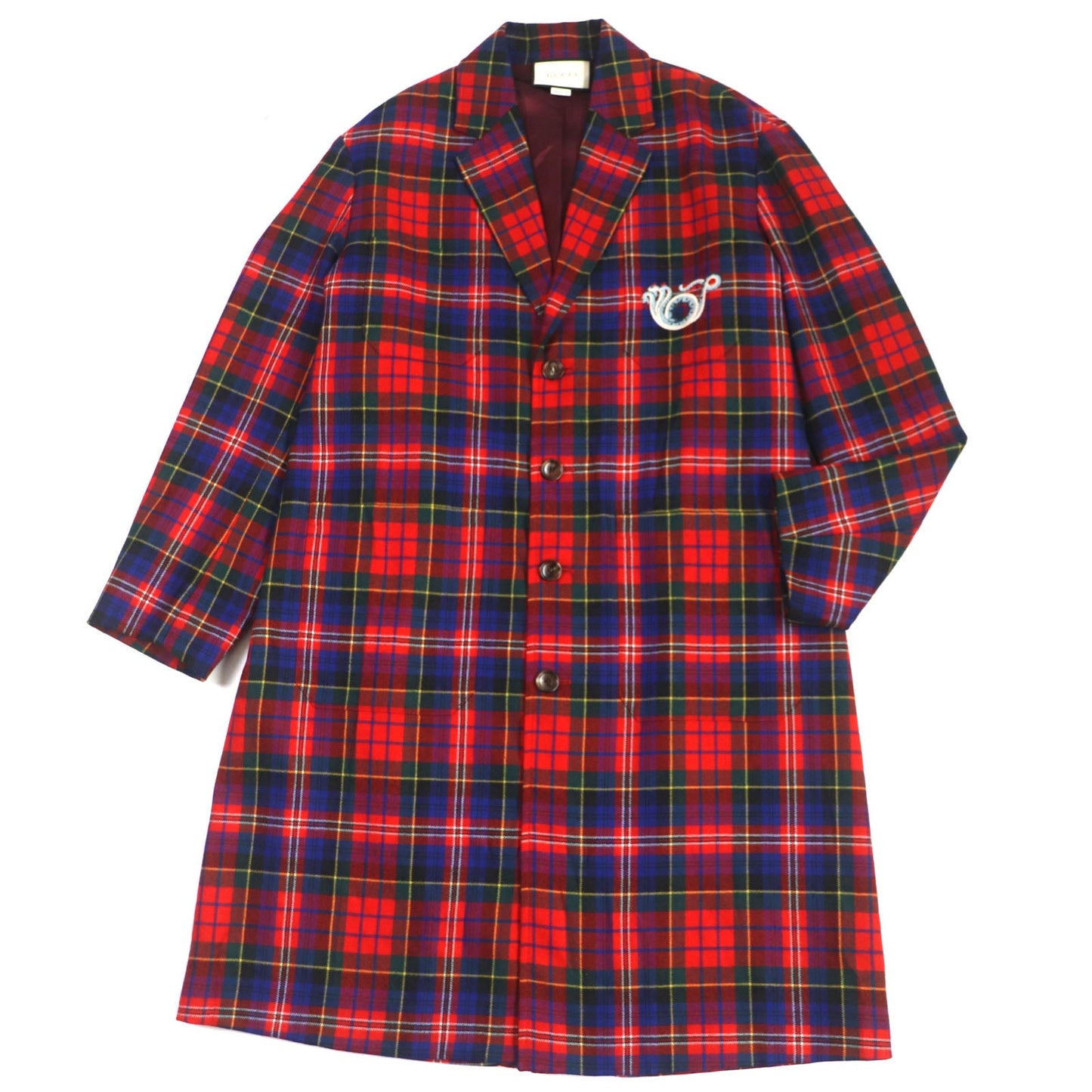 GUCCI Chester coat 474374 Outer: 100% wool, Lining: 63% cupra, Lining: 37% silk, Embroidery 1: 100% cotton, Embroidery 2: 100% polyester Red mens 46