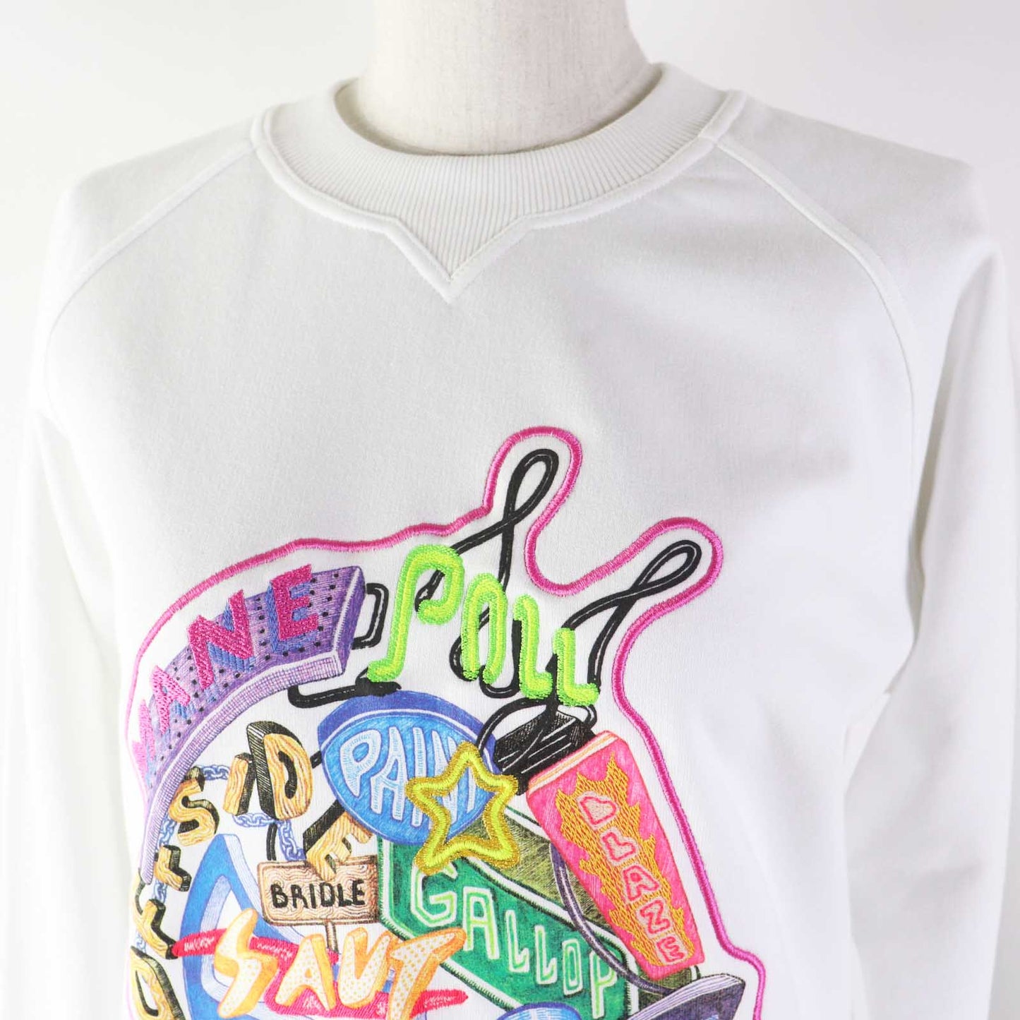 HERMES sweat 3E4626DA Outer: 100% cotton, Rib: 96% cotton, 4% polyurethane, Embroidery: 100% polyester white Chevaloscope Women 34