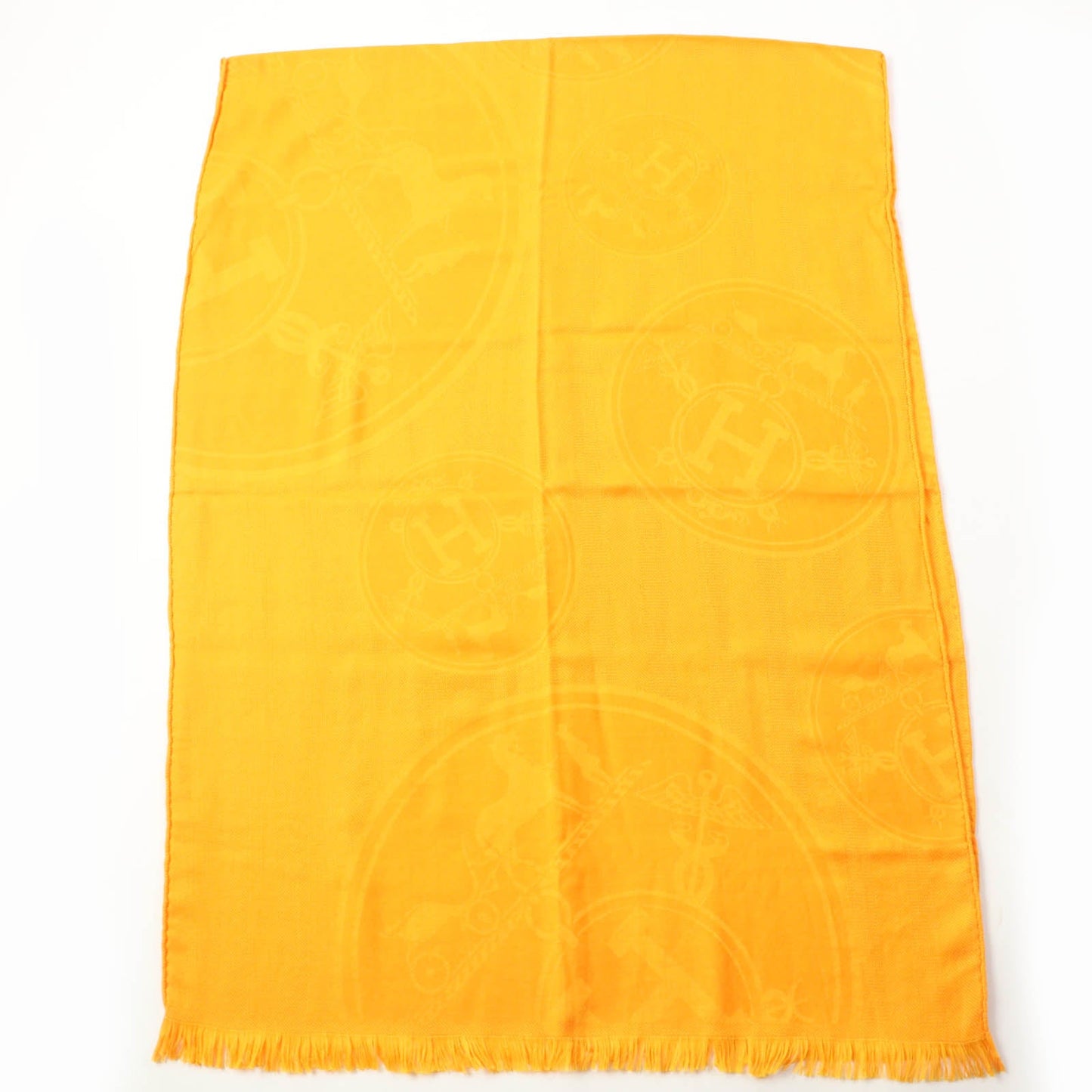 HERMES Stall H262494S Main: 85% cashmere, Main: 15% silk Orange New Libris Women