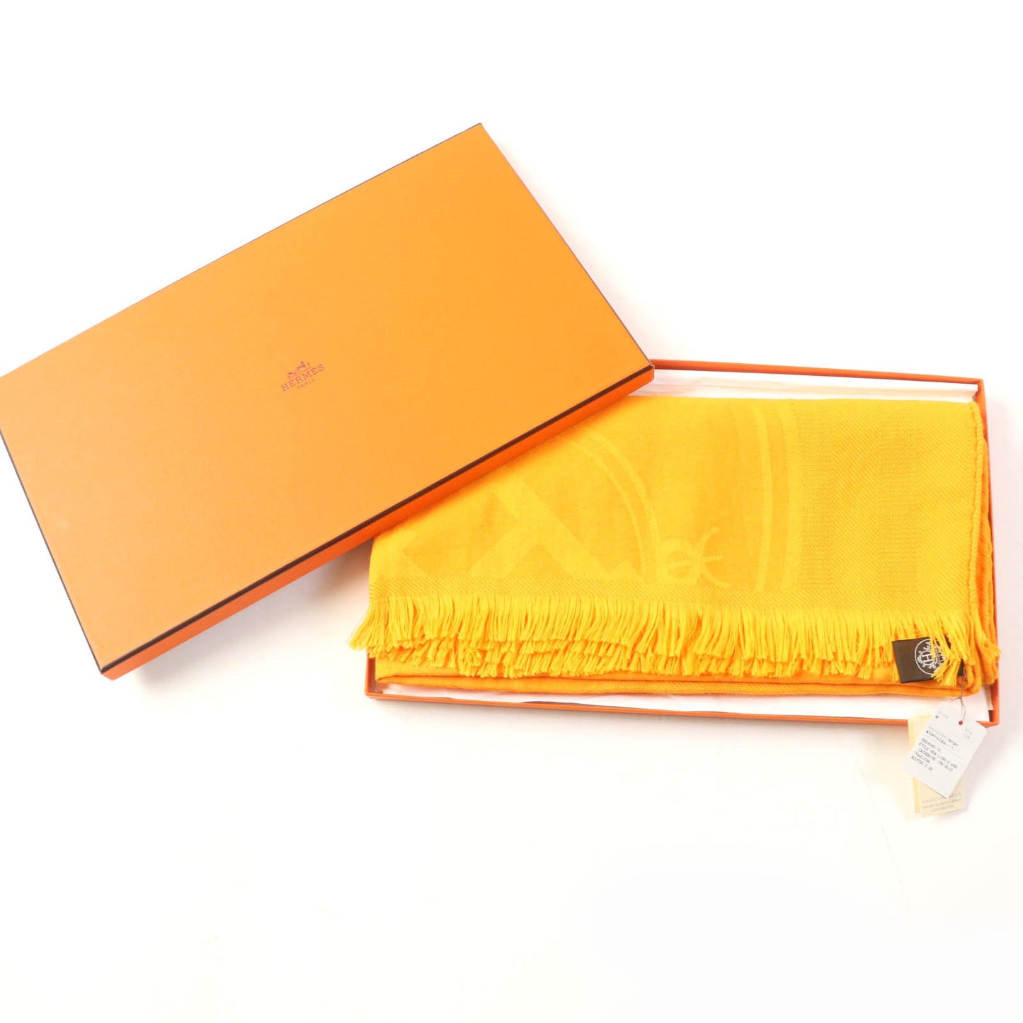 HERMES Stall H262494S Main: 85% cashmere, Main: 15% silk Orange New Libris Women