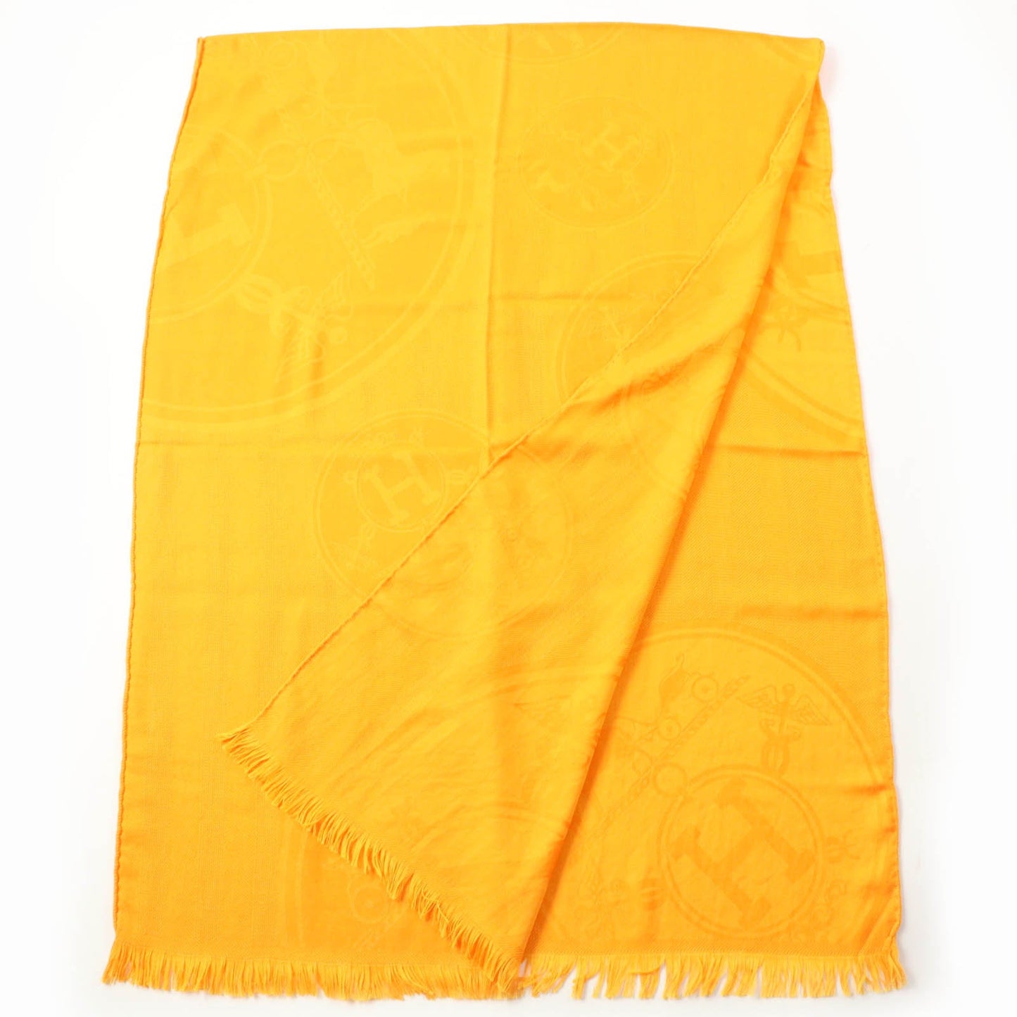 HERMES Stall H262494S Main: 85% cashmere, Main: 15% silk Orange New Libris Women