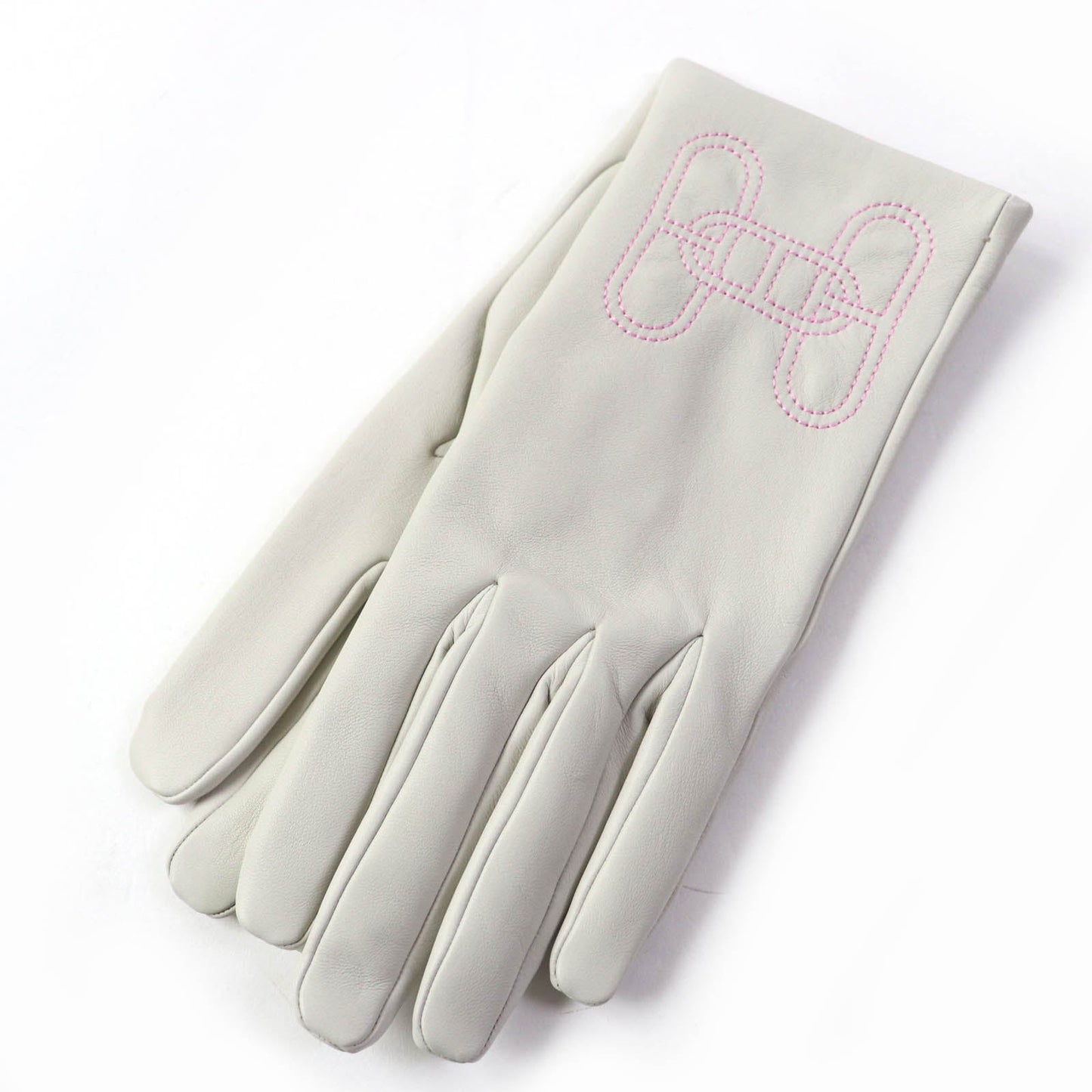 HERMES gloves Main: Leather, Lining: 100% Silk Light gray Chene Dunkle Women 7.5
