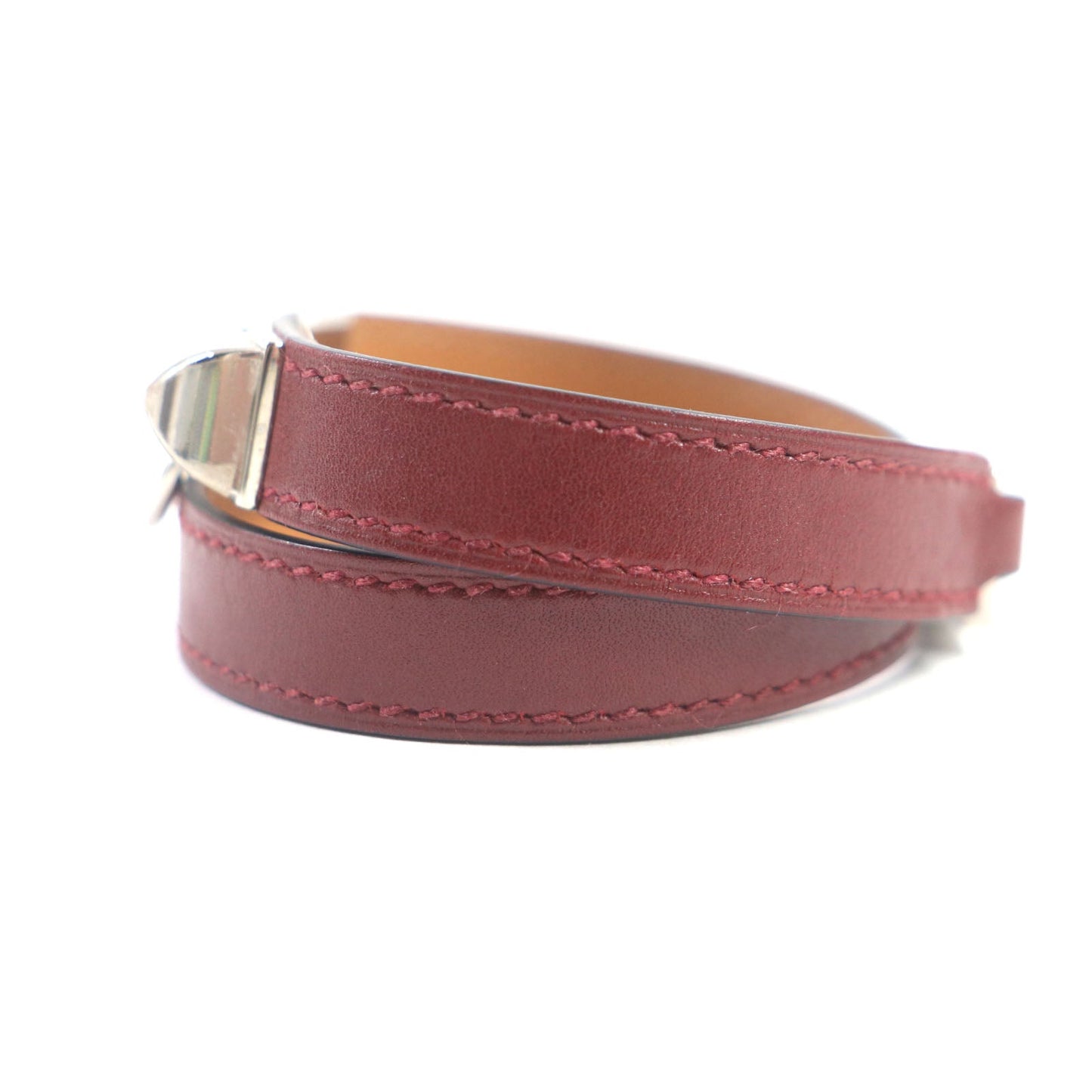HERMES bracelet Main: Leather Red brown Cory Edssian Women S