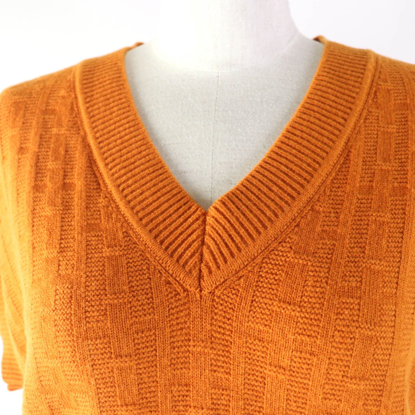 HERMES Short sleeve knit 3E2639DB Main: 100% wool, Part: 90% wool, Part: 10% nylon Orange Women 34