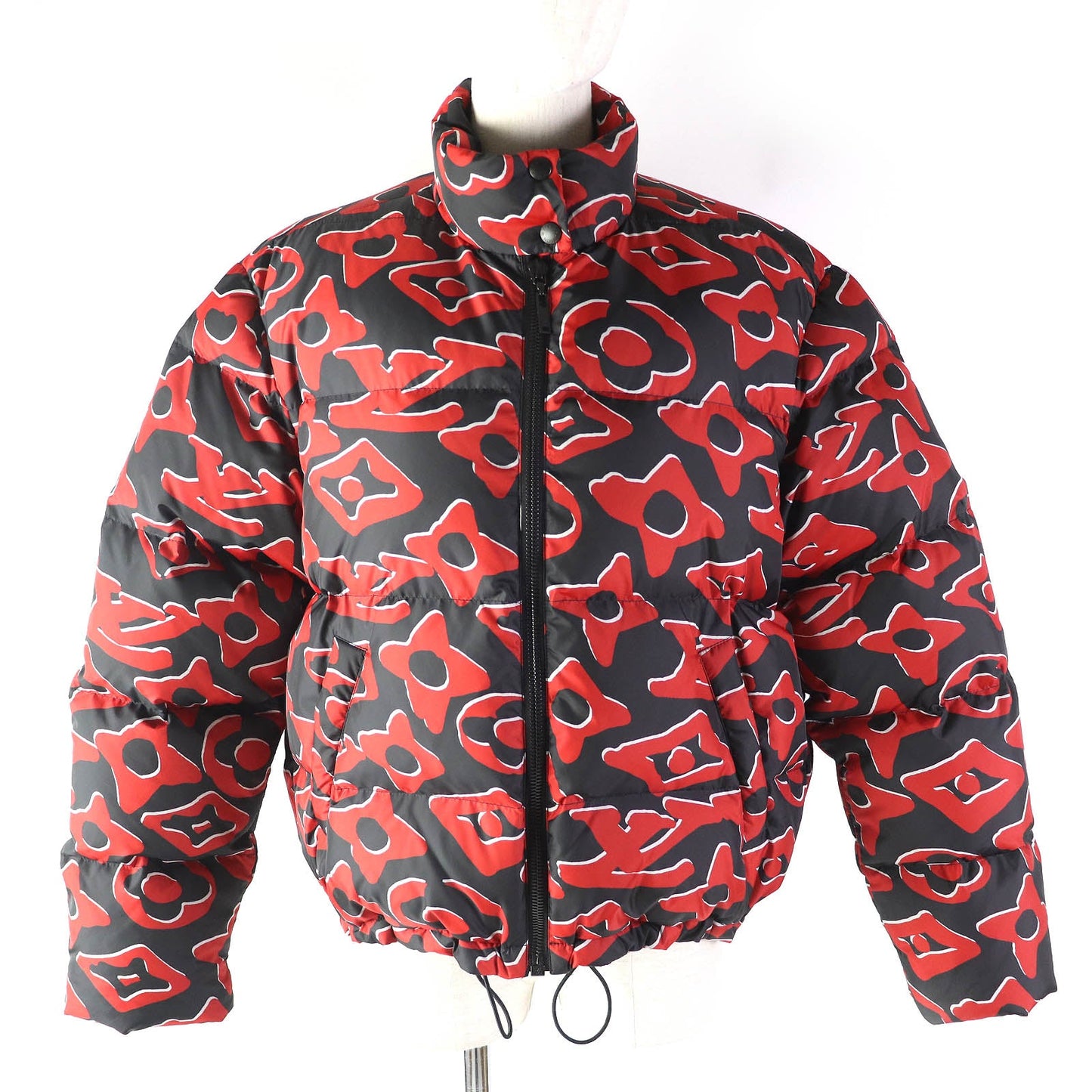 LOUIS VUITTON Down jacket 1A8B3X Outer: 100% polyester, Lining: 53% rayon, Lining: 47% cupra, Filling: down, Filling: feathers Red Black type Women 36