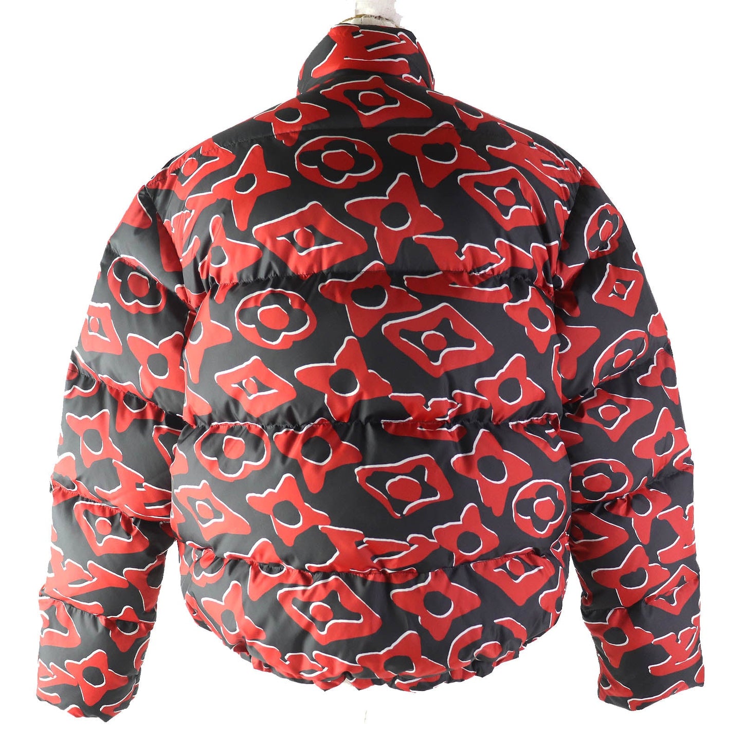 LOUIS VUITTON Down jacket 1A8B3X Outer: 100% polyester, Lining: 53% rayon, Lining: 47% cupra, Filling: down, Filling: feathers Red Black type Women 36