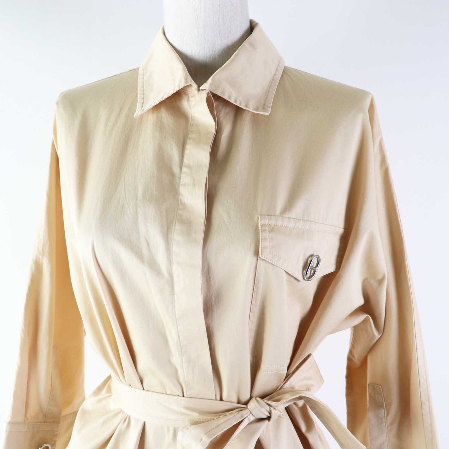 HERMES one piece 3E0548DX Main: 100% silk beige Women 34