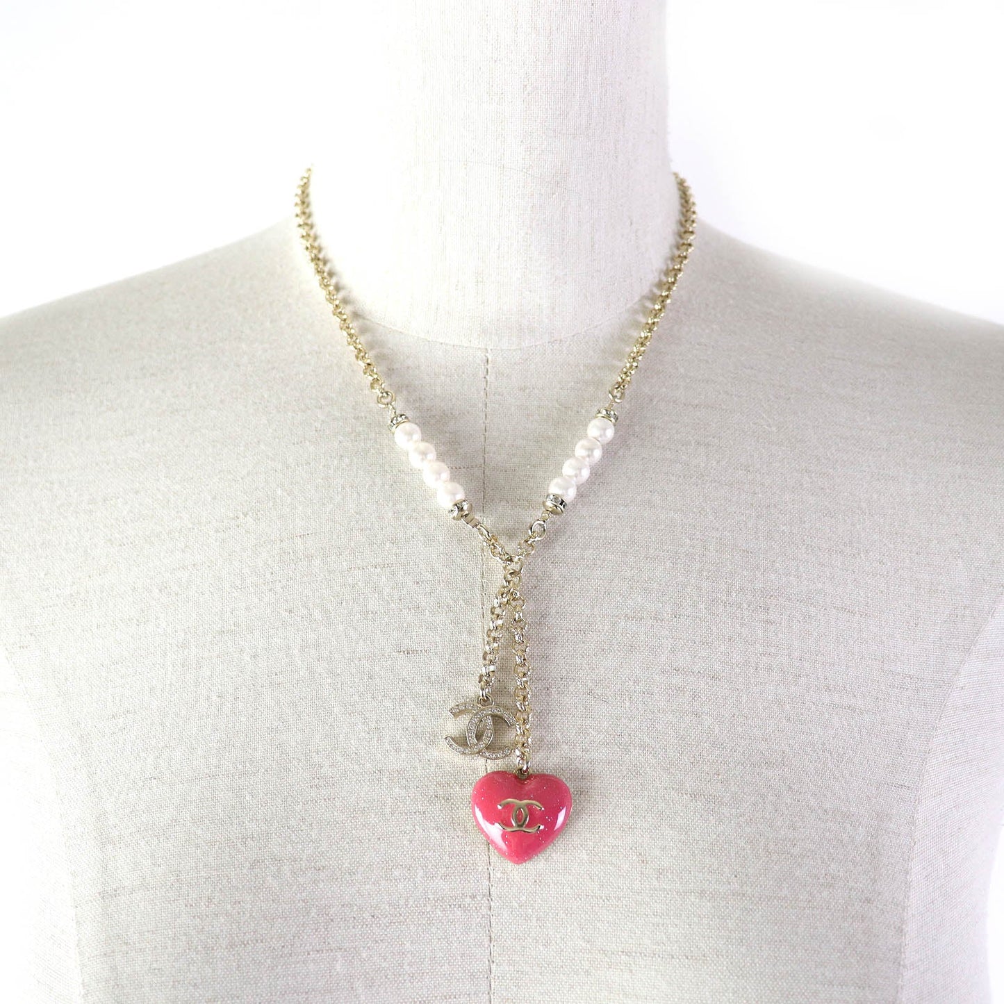 CHANEL Necklace C23P Gold Plated, Faux Pearl, Rhinestone Gold pink Women