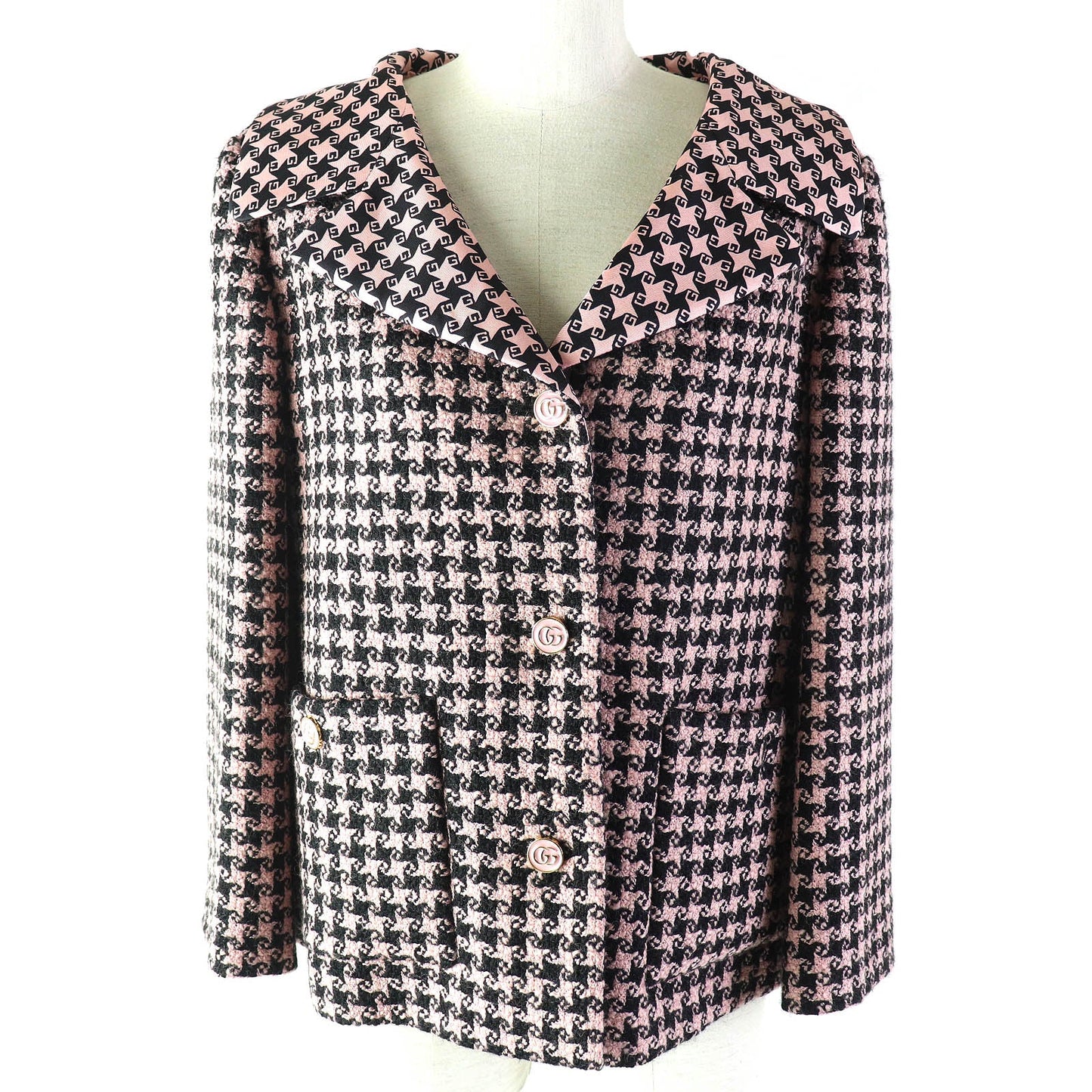 GUCCI Jacket 674323 ZAHXM Outer: 90% wool, Outer: 10% nylon, Lining: 100% silk Pink black Women 36