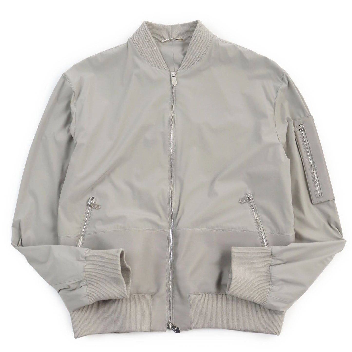 HERMES Jacket Main: 80% nylon, Main: 20% polyurethane, Part: Lamb leather, Part: 81% cotton, 16% nylon, 3% polyurethane gray mens 50