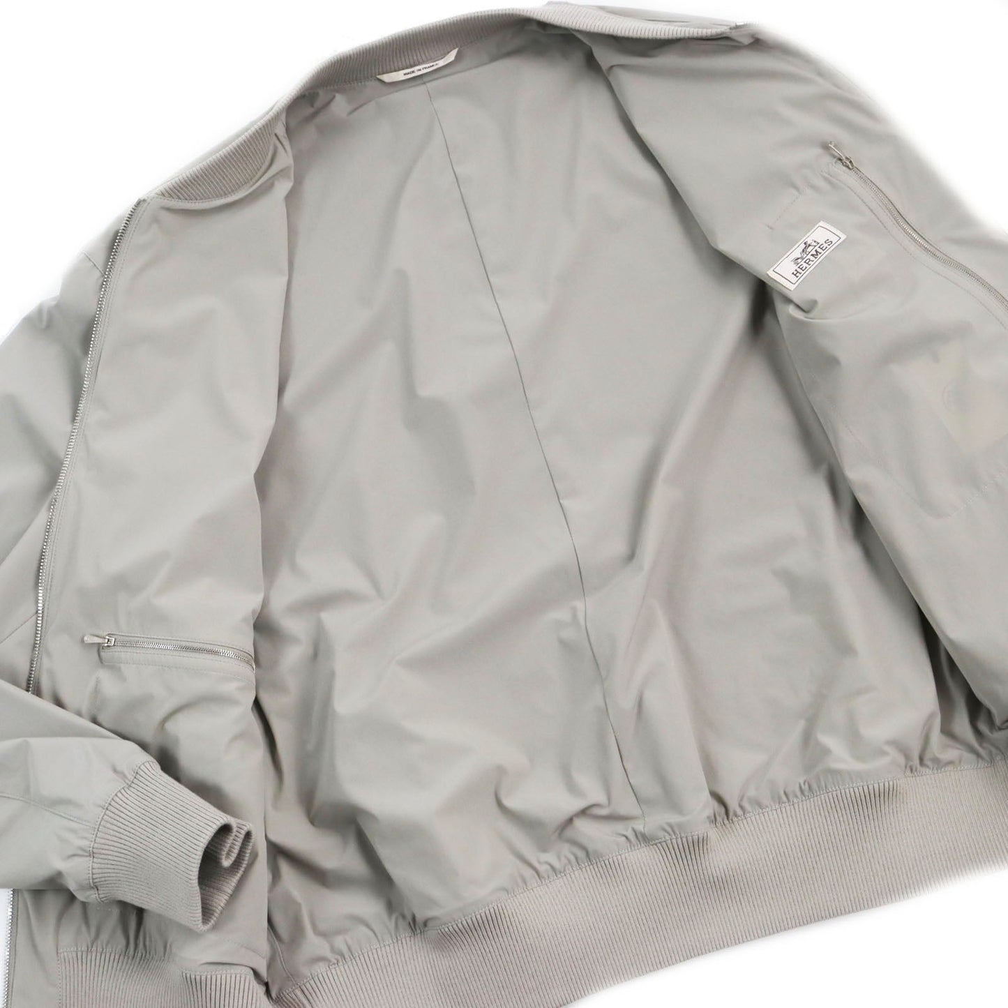 HERMES Jacket Main: 80% nylon, Main: 20% polyurethane, Part: Lamb leather, Part: 81% cotton, 16% nylon, 3% polyurethane gray mens 50