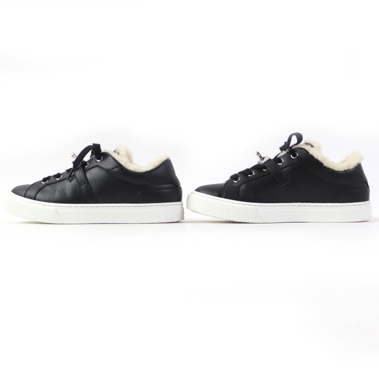 HERMES sneakers Sheepskin black Day Women 35.5