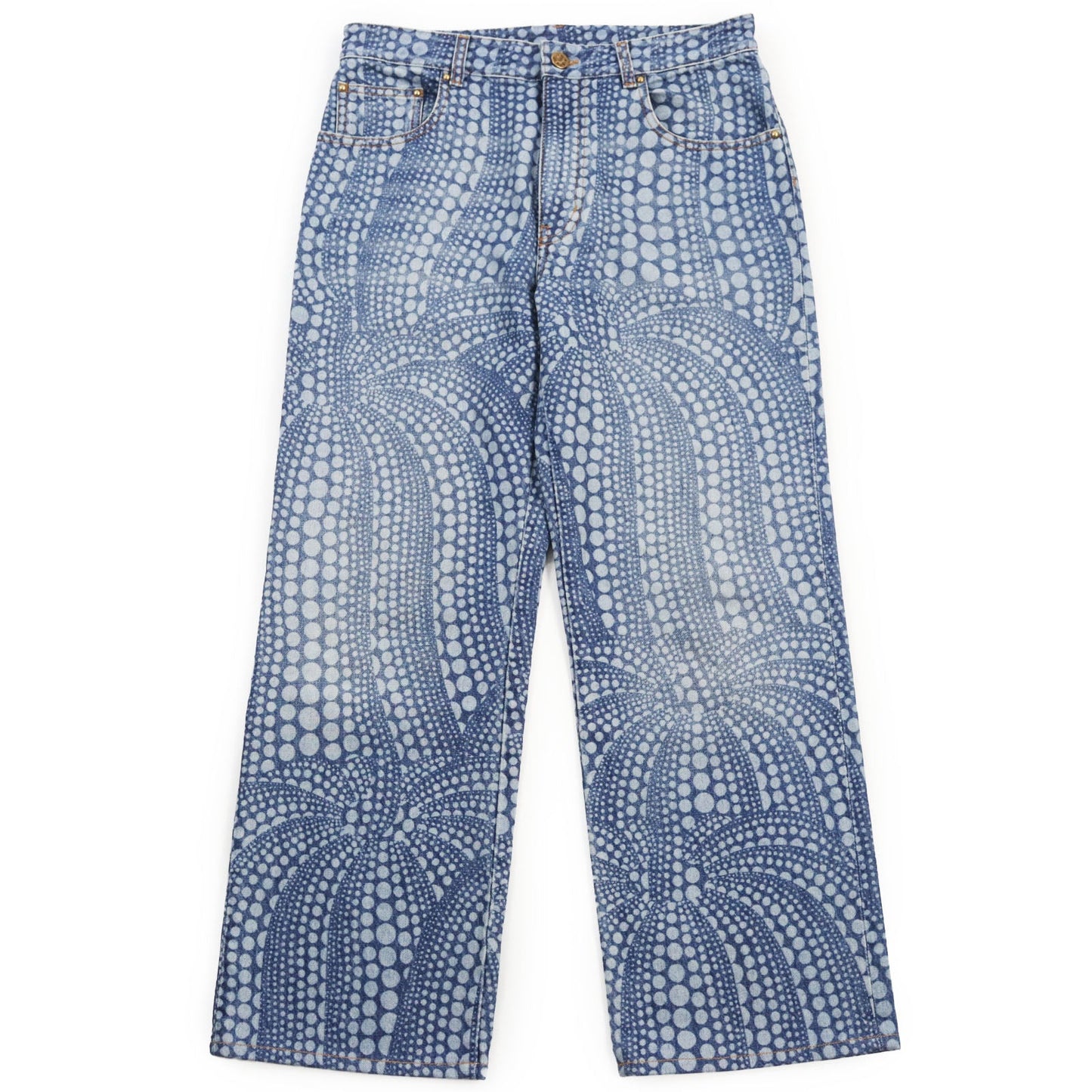 LOUIS VUITTON Denim pants Main: 100% cotton, Lining: 65% polyester, Lining: 35% cotton, Part: leather Indigo blue All Over Pumpkin Denim Pants mens 29