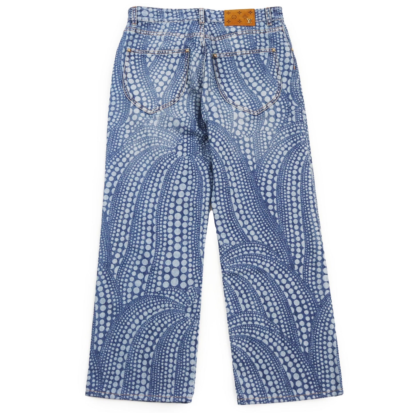 LOUIS VUITTON Denim pants Main: 100% cotton, Lining: 65% polyester, Lining: 35% cotton, Part: leather Indigo blue All Over Pumpkin Denim Pants mens 29