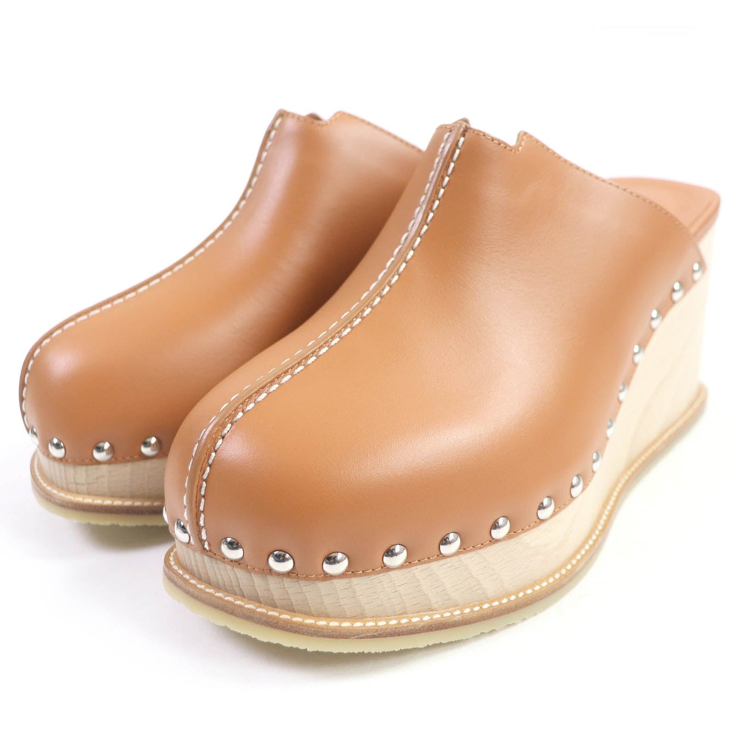 HERMES Sandals Main: Leather Brown Earth Women 37