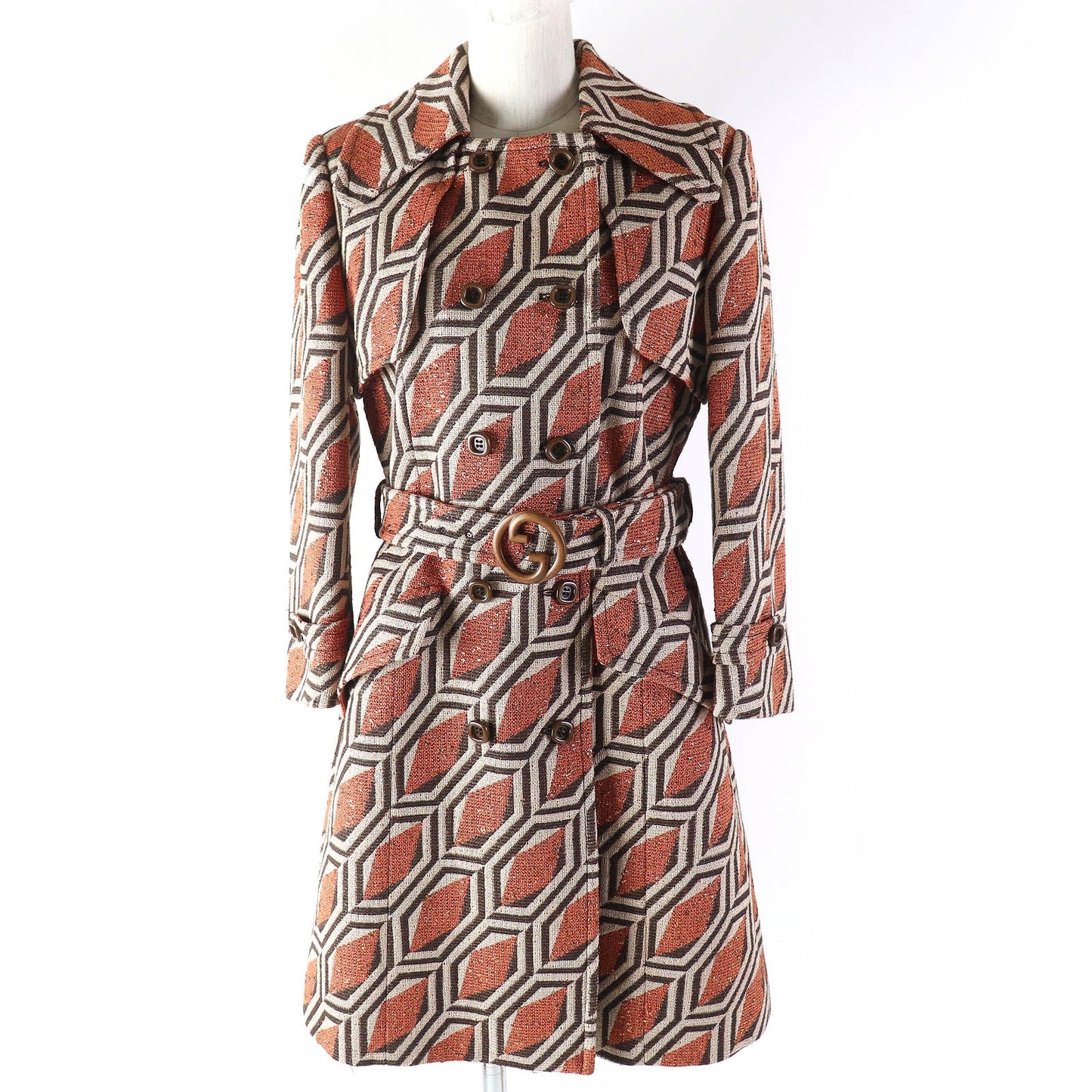 GUCCI coat 643299 ZAF5E Outer material: 63% cotton, 14% nylon, 14% rayon, 9% polyester, 100% rayon Orange brown beige Women 38