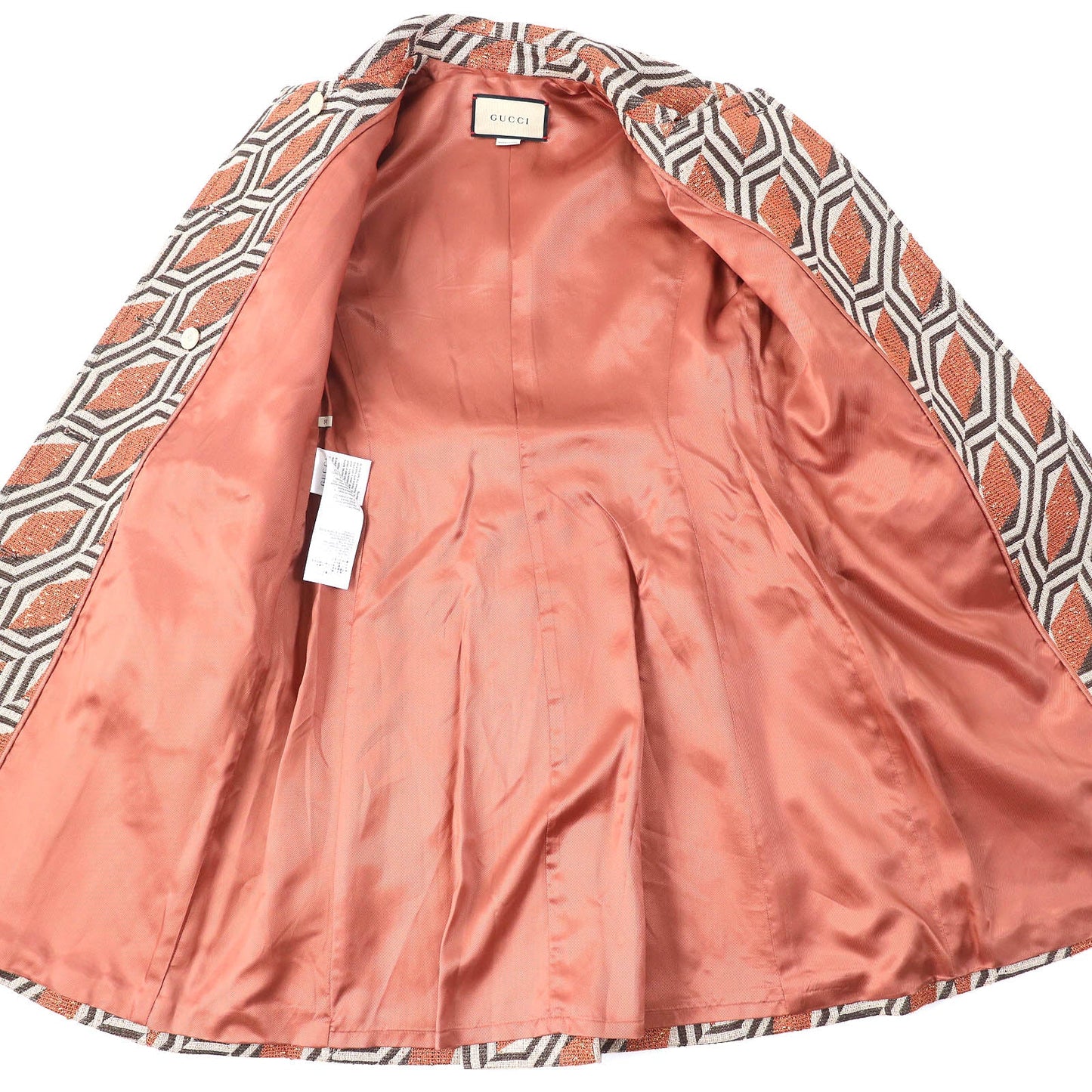 GUCCI coat 643299 ZAF5E Outer material: 63% cotton, 14% nylon, 14% rayon, 9% polyester, 100% rayon Orange brown beige Women 38