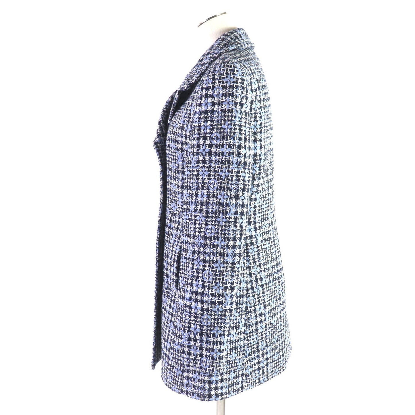 LOUIS VUITTON pea coat Outer: 61% wool, 23% mohair, 10% cotton, 3% cashmere, 3% polyester, lining: 53% rayon, 47% cupra Light blue navy Women 38