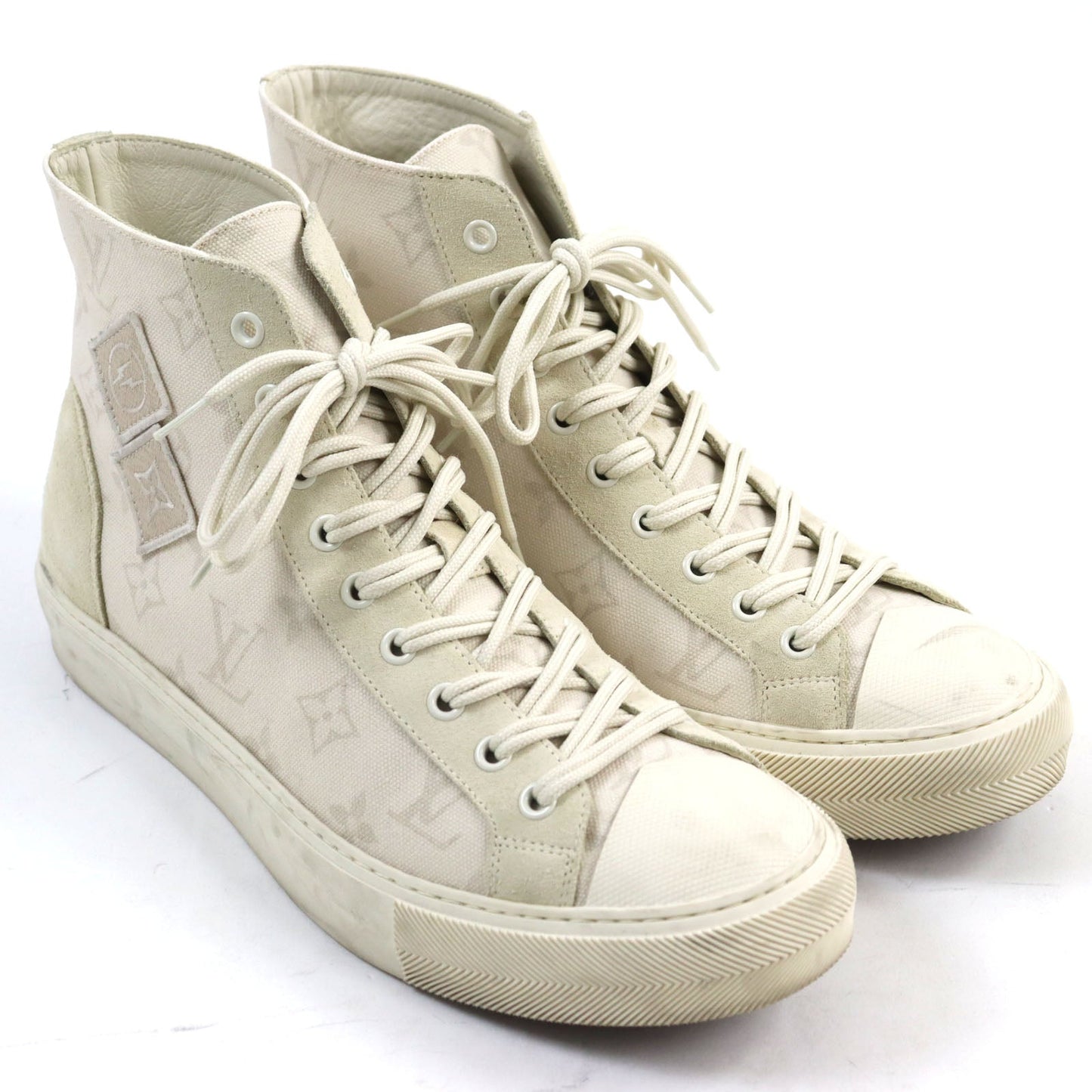 LOUIS VUITTON High cut sneakers 1A378N Main: Canvas, Part: Suede cream Tattoo Line mens 7
