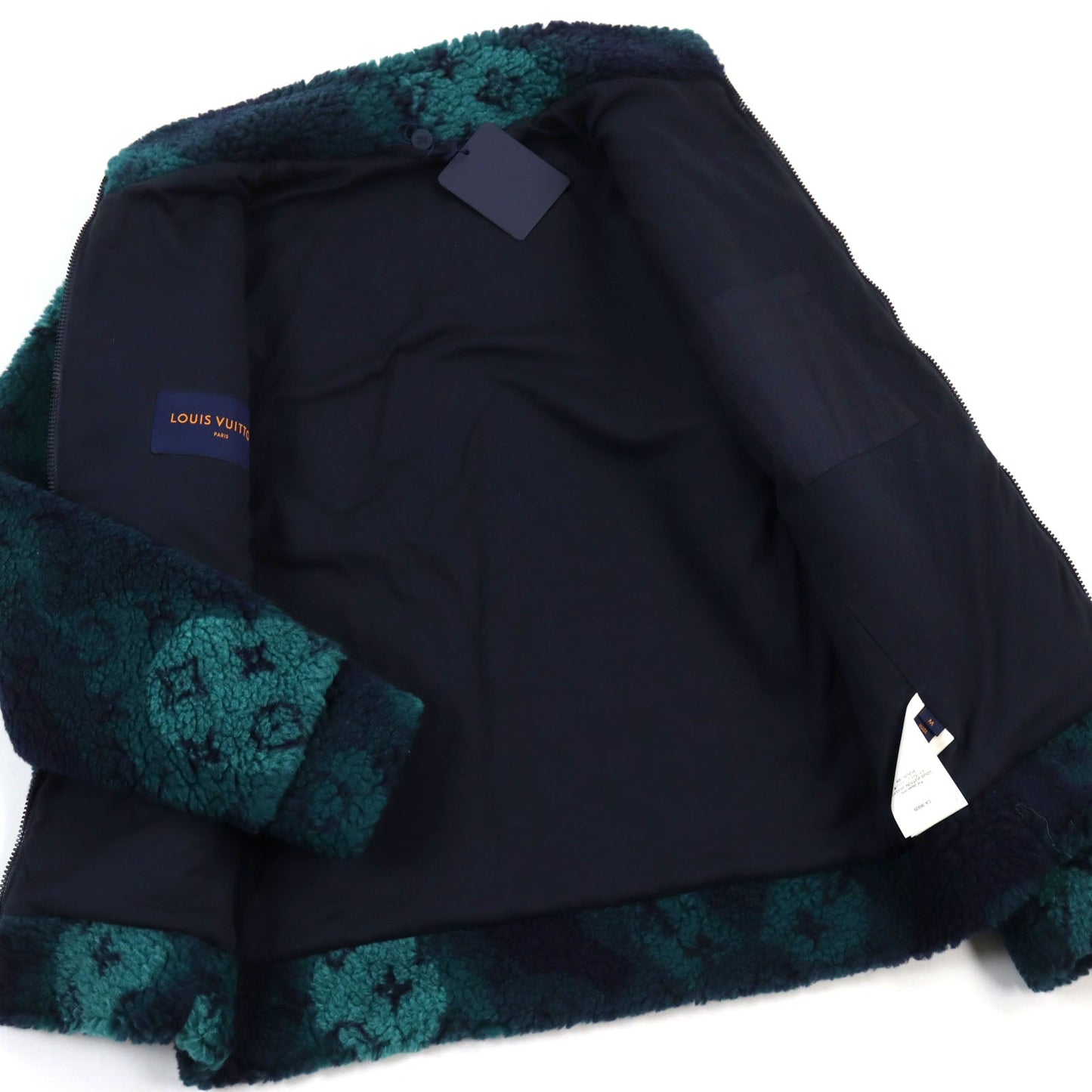 LOUIS VUITTON Blouson HOY15W Outer: 86% polyester, Outer: 14% wool, Lining: 100% cotton Green Navy Camouflage Pattern mens M