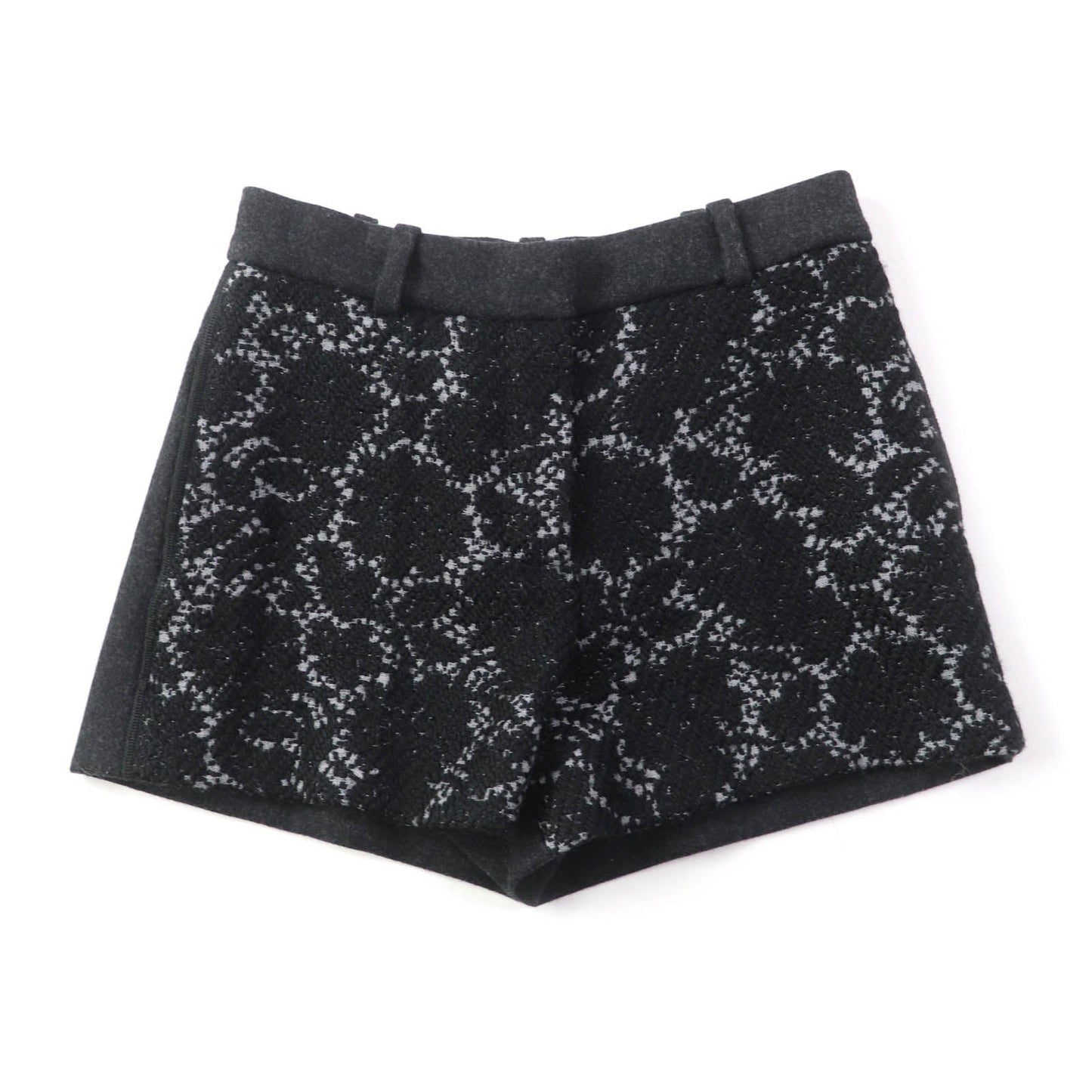 LOUIS VUITTON Shorts Outer: 100% wool, Lining: 60% rayon, Lining: 35% cupra, Lining: 5% polyurethane, Part: 80% wool, 20% cashmere Black Grey Women 34