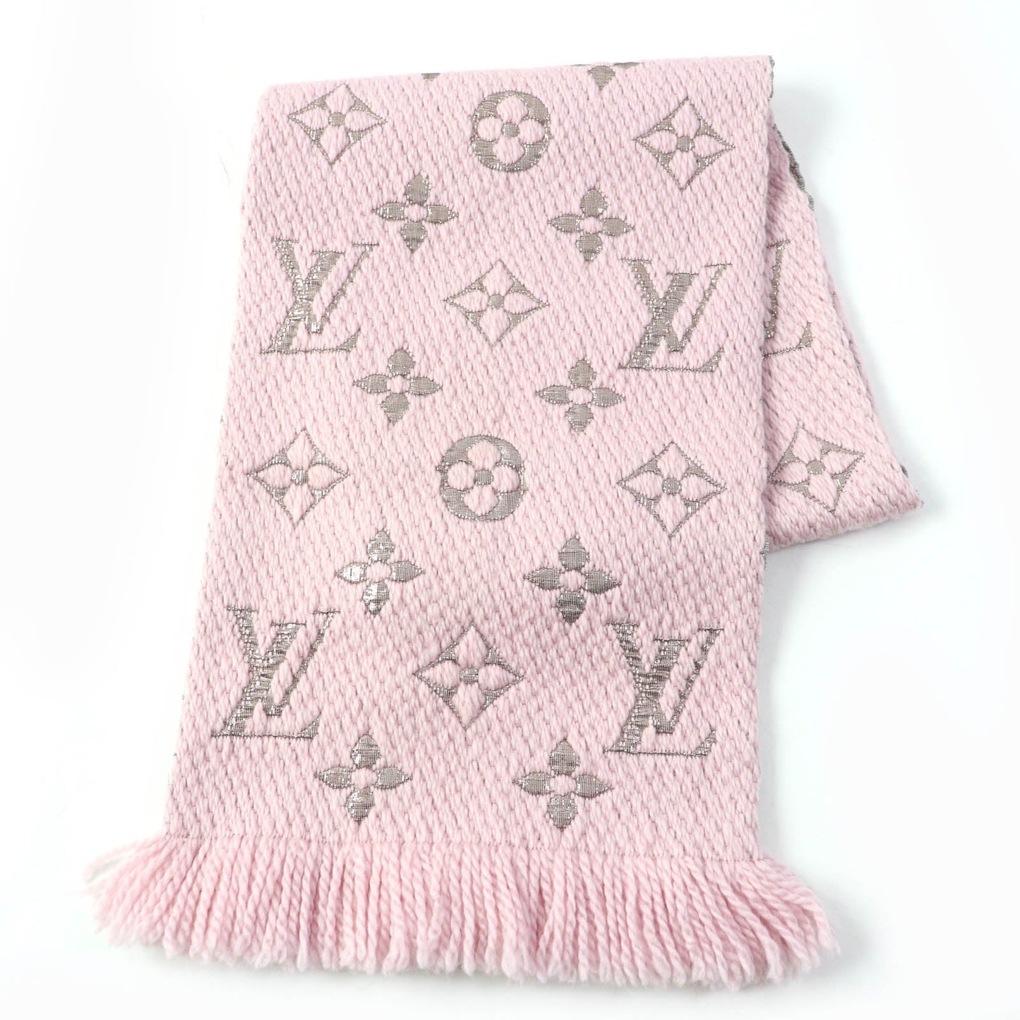 LOUIS VUITTON Scarf M70466 Main: 95% wool, Main: 3% silk, 2% polyester Rose valerine Escalp Logomania Shine Women