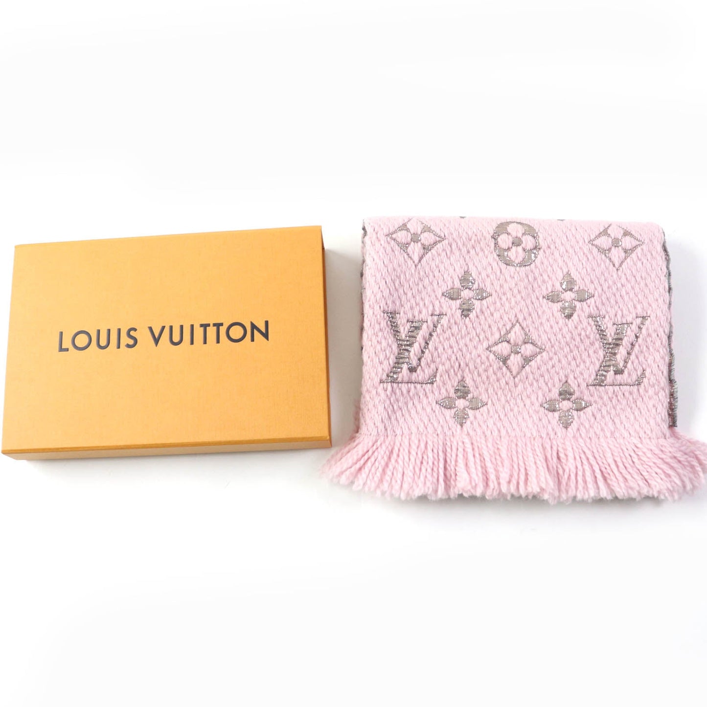 LOUIS VUITTON Scarf M70466 Main: 95% wool, Main: 3% silk, 2% polyester Rose valerine Escalp Logomania Shine Women