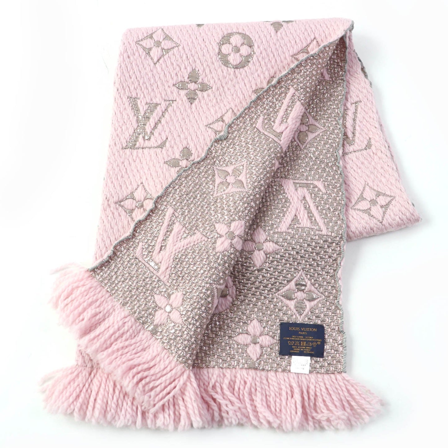 LOUIS VUITTON Scarf M70466 Main: 95% wool, Main: 3% silk, 2% polyester Rose valerine Escalp Logomania Shine Women