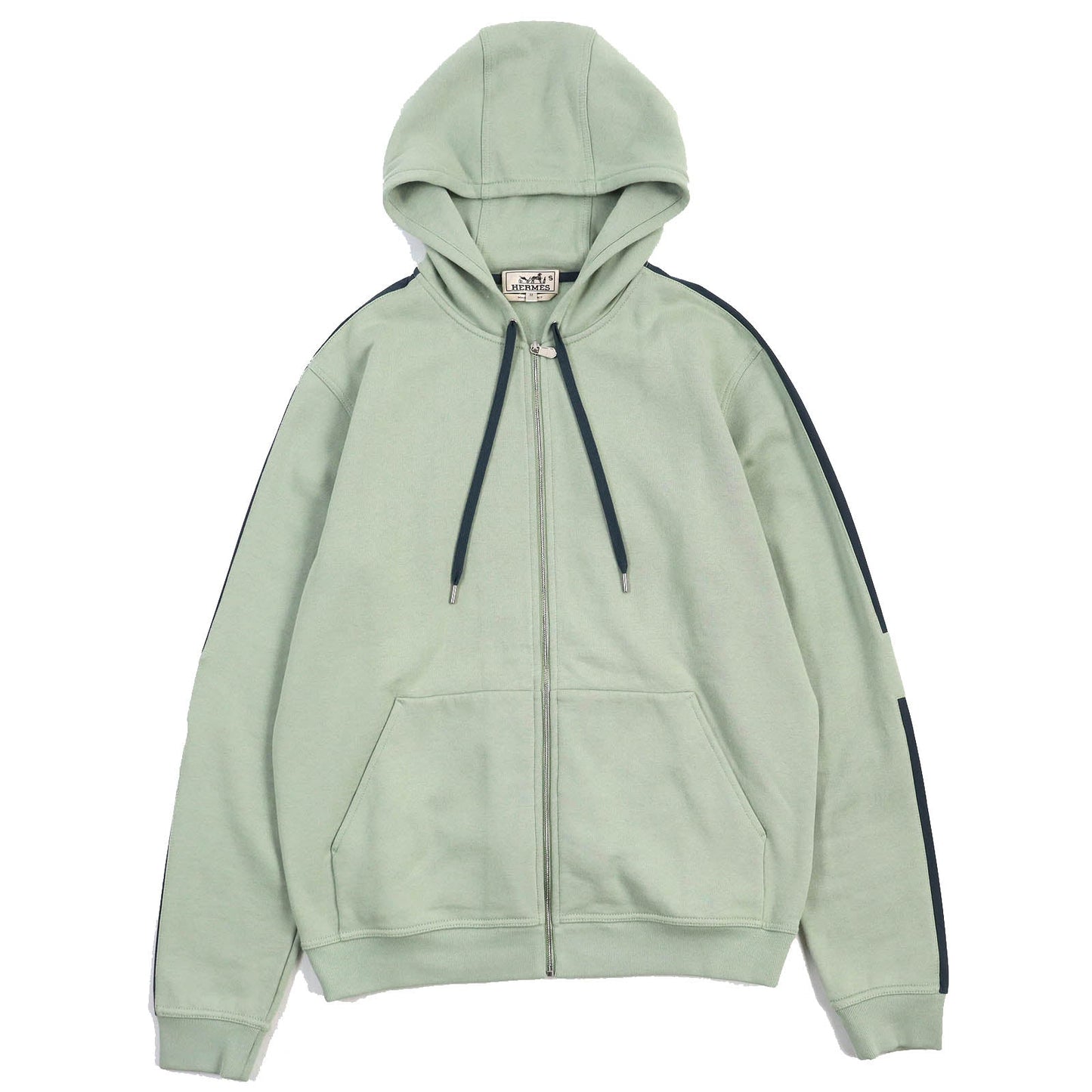 HERMES Hoodie Main: 100% cotton, Switching parts: 80% nylon & 20% polyurethane, Cuffs and hem: 90% cotton, 10% polyurethane, Attached string: 100% cotton Light green type Run H mens M