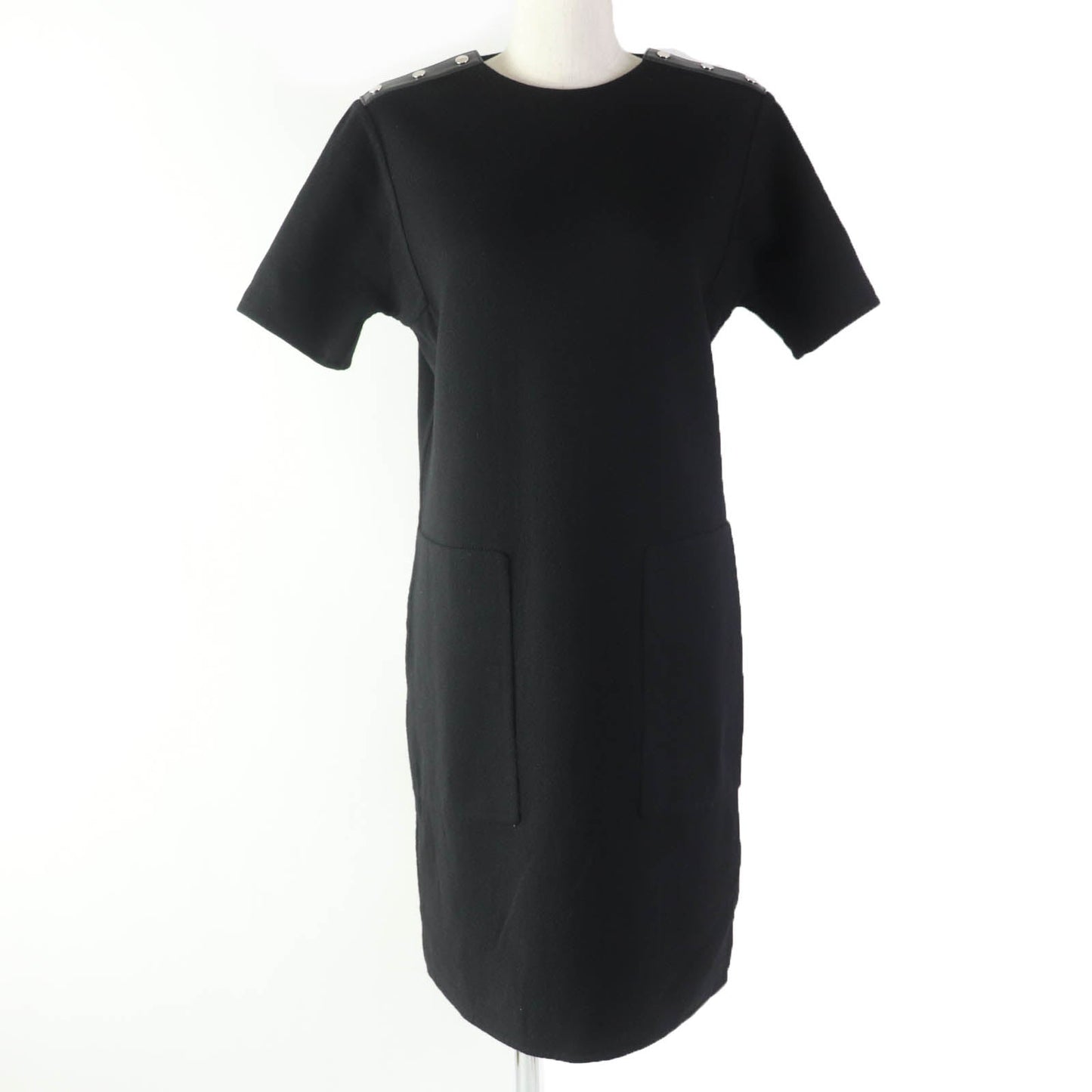 HERMES one piece Main: 99% wool, Main: 1% nylon, Part: Lamb leather black Women 36