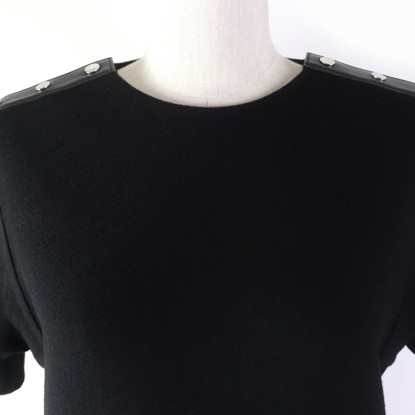 HERMES one piece Main: 99% wool, Main: 1% nylon, Part: Lamb leather black Women 36