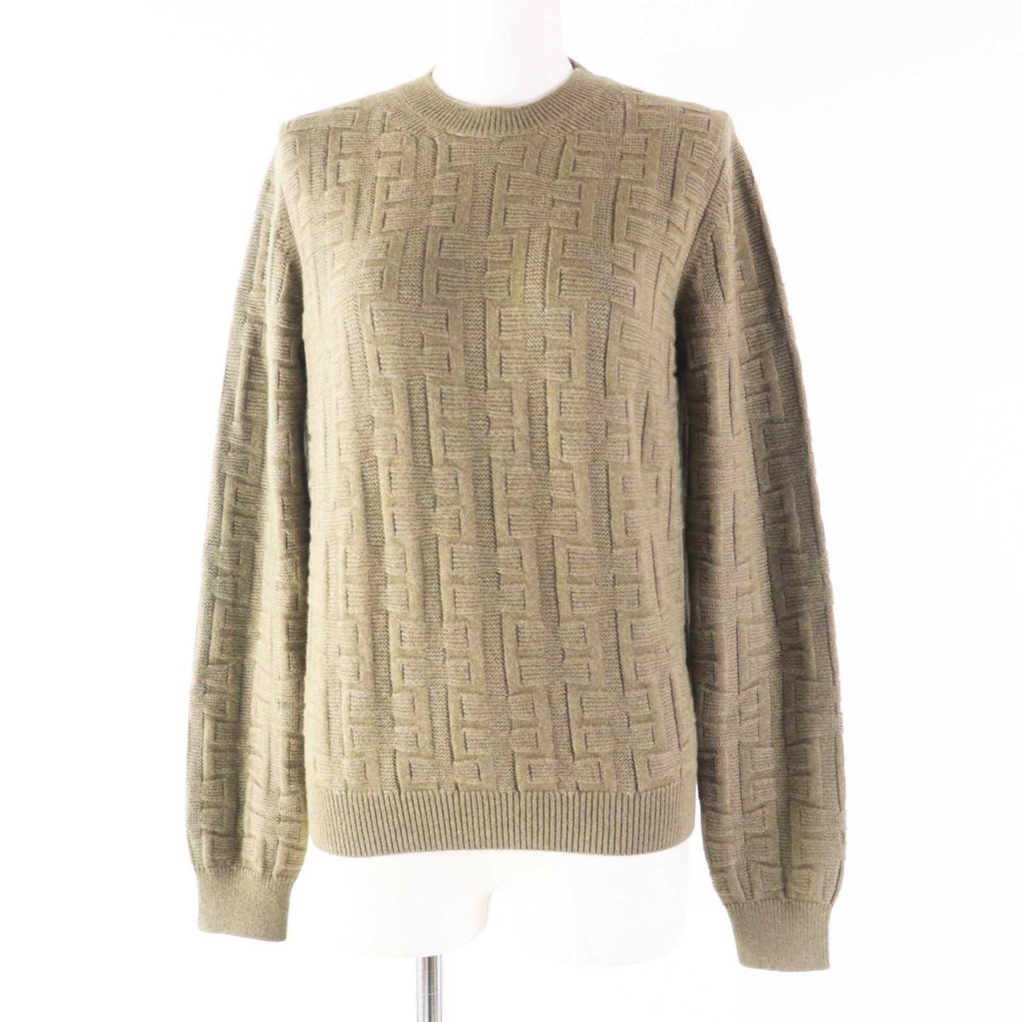 HERMES knit 2H2630DA Outer fabric: 100% wool Khaki Brown Loungewear Voyage H Ash Relief Knit Women 38