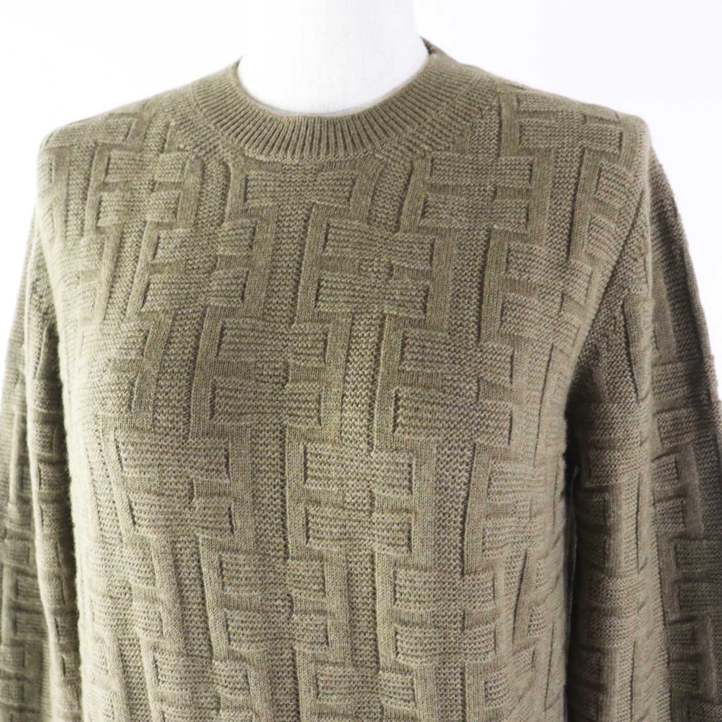 HERMES knit 2H2630DA Outer fabric: 100% wool Khaki Brown Loungewear Voyage H Ash Relief Knit Women 38