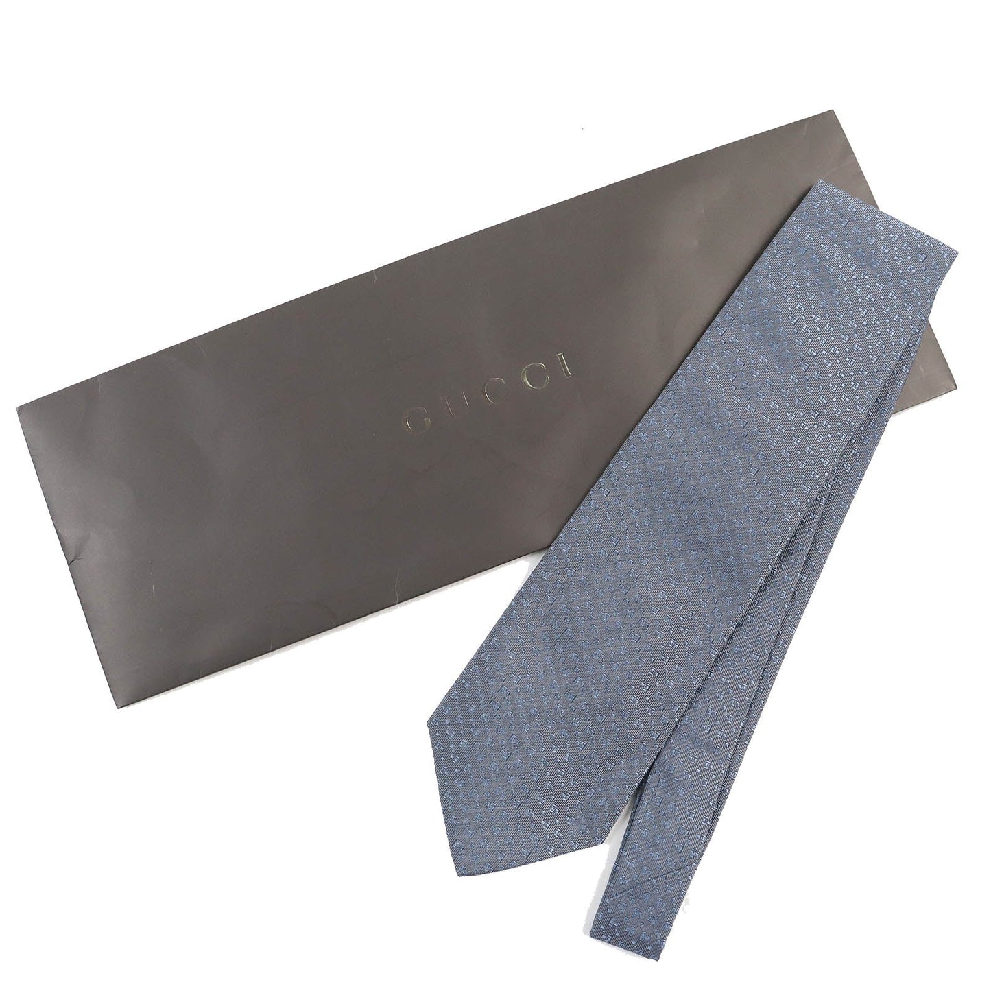 GUCCI tie Main: 100% silk Gray Blue mens