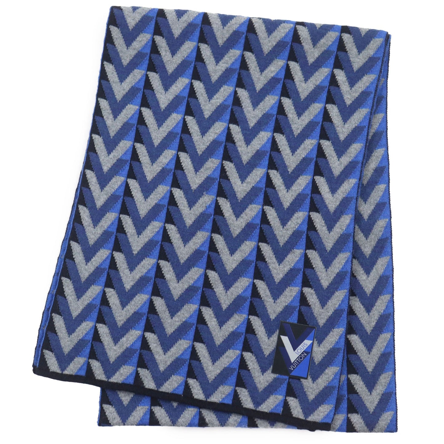LOUIS VUITTON Scarf M70301 Main: 100% wool Gray Blue type Echarpe V Obsession mens