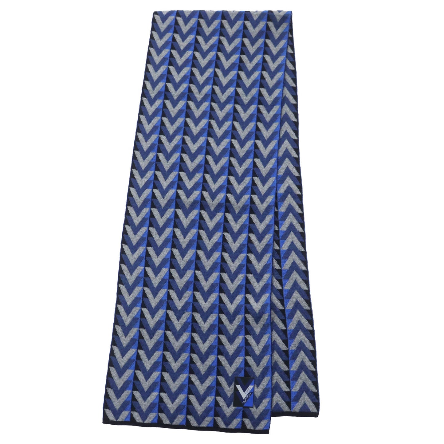 LOUIS VUITTON Scarf M70301 Main: 100% wool Gray Blue type Echarpe V Obsession mens